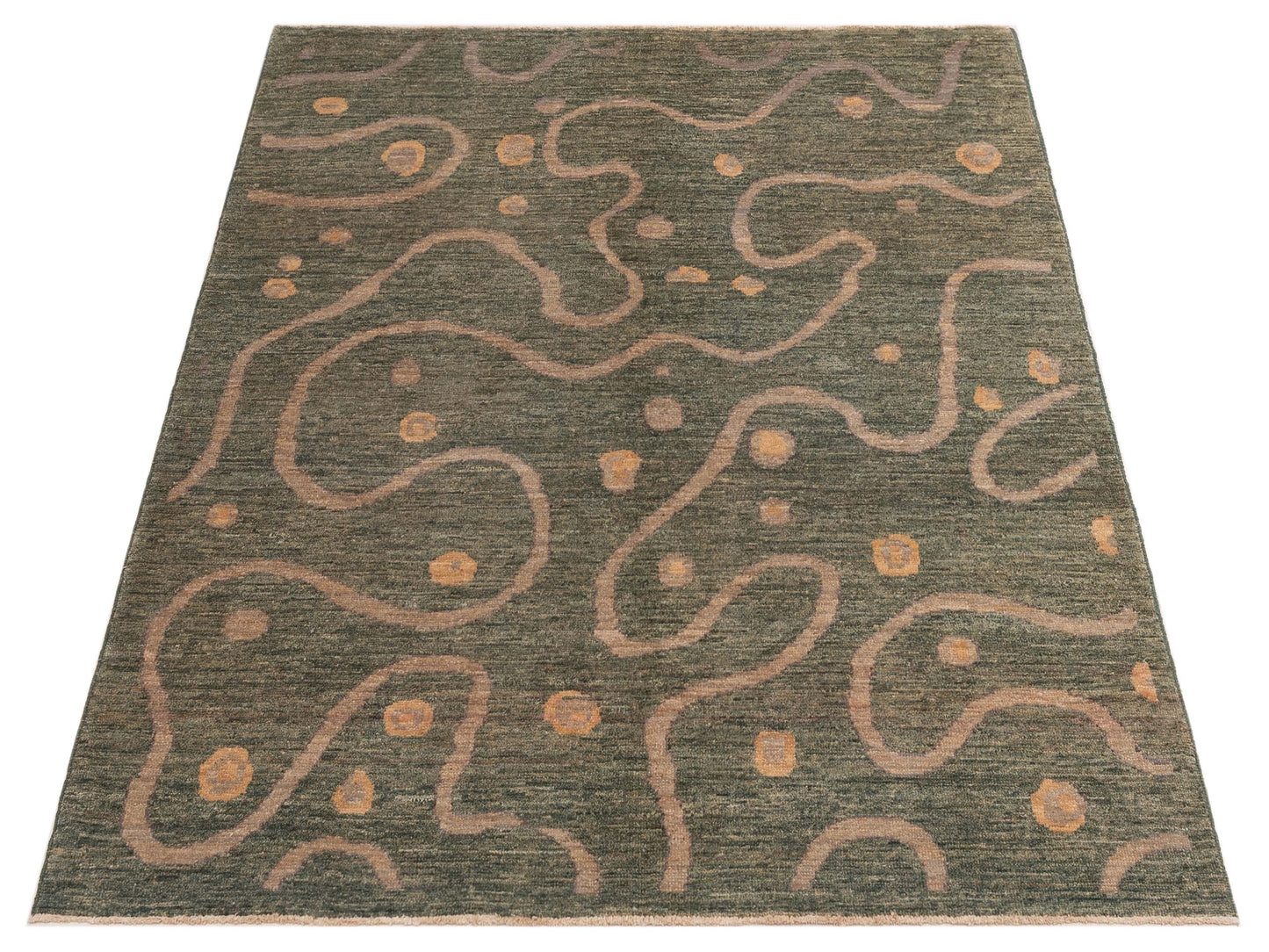 Gabbeh 97096 Green 6.6x7.10 Hand Knotted Rug