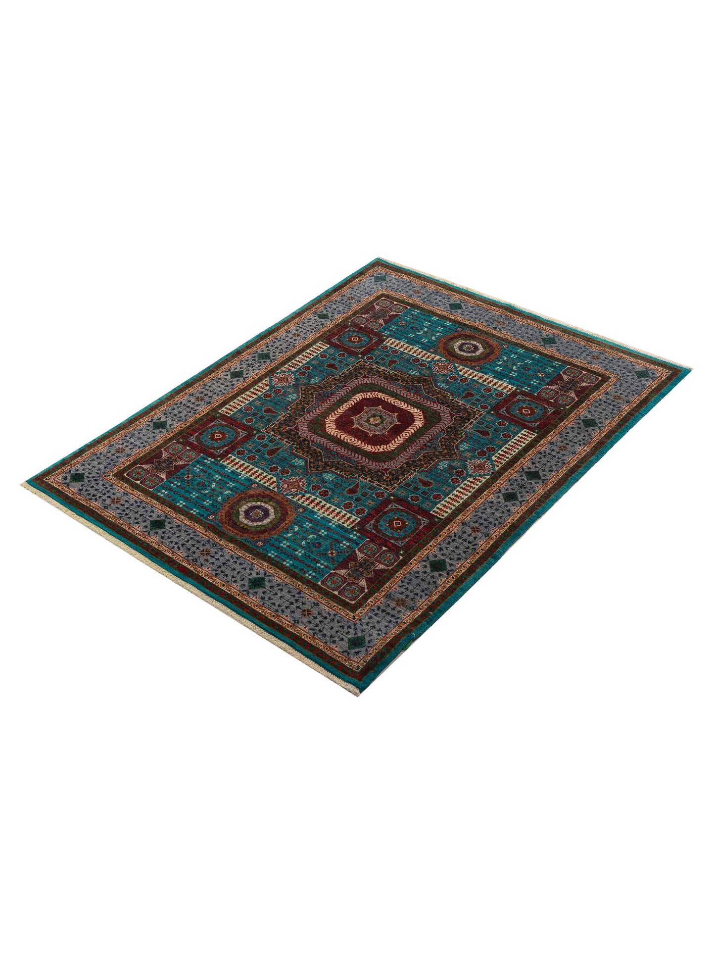 Artisan Mamluk 155542 Blue Gray 5.4x6.9 Hand Knotted Rug