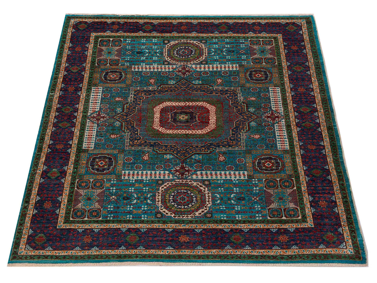 Artisan Mamluk 154660 Blue Charcoal 5.2x6.7 Hand Knotted Rug
