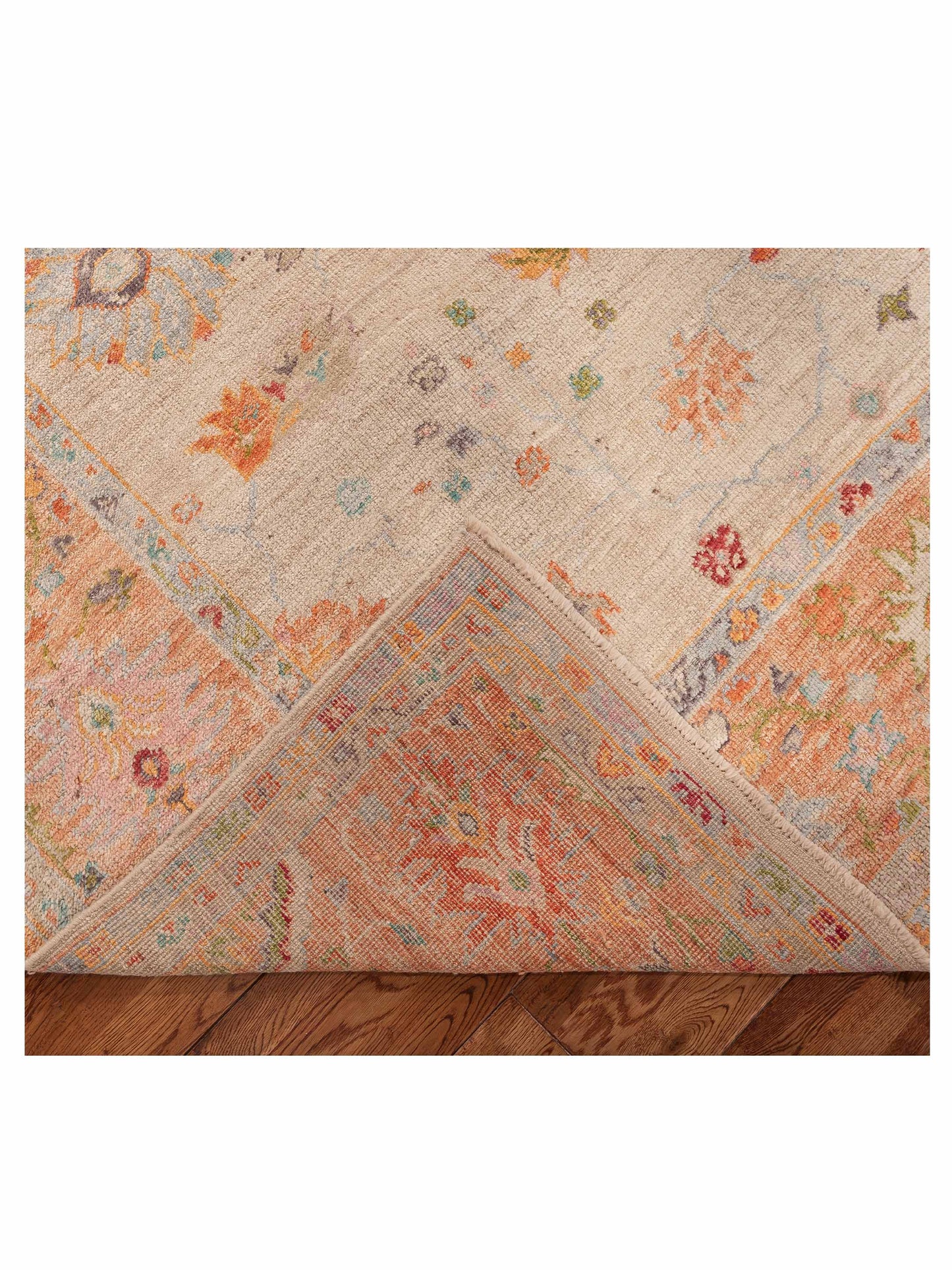 Angora Oushak 153983 Beige Orange 9.1x11.8 Hand Knotted Rug