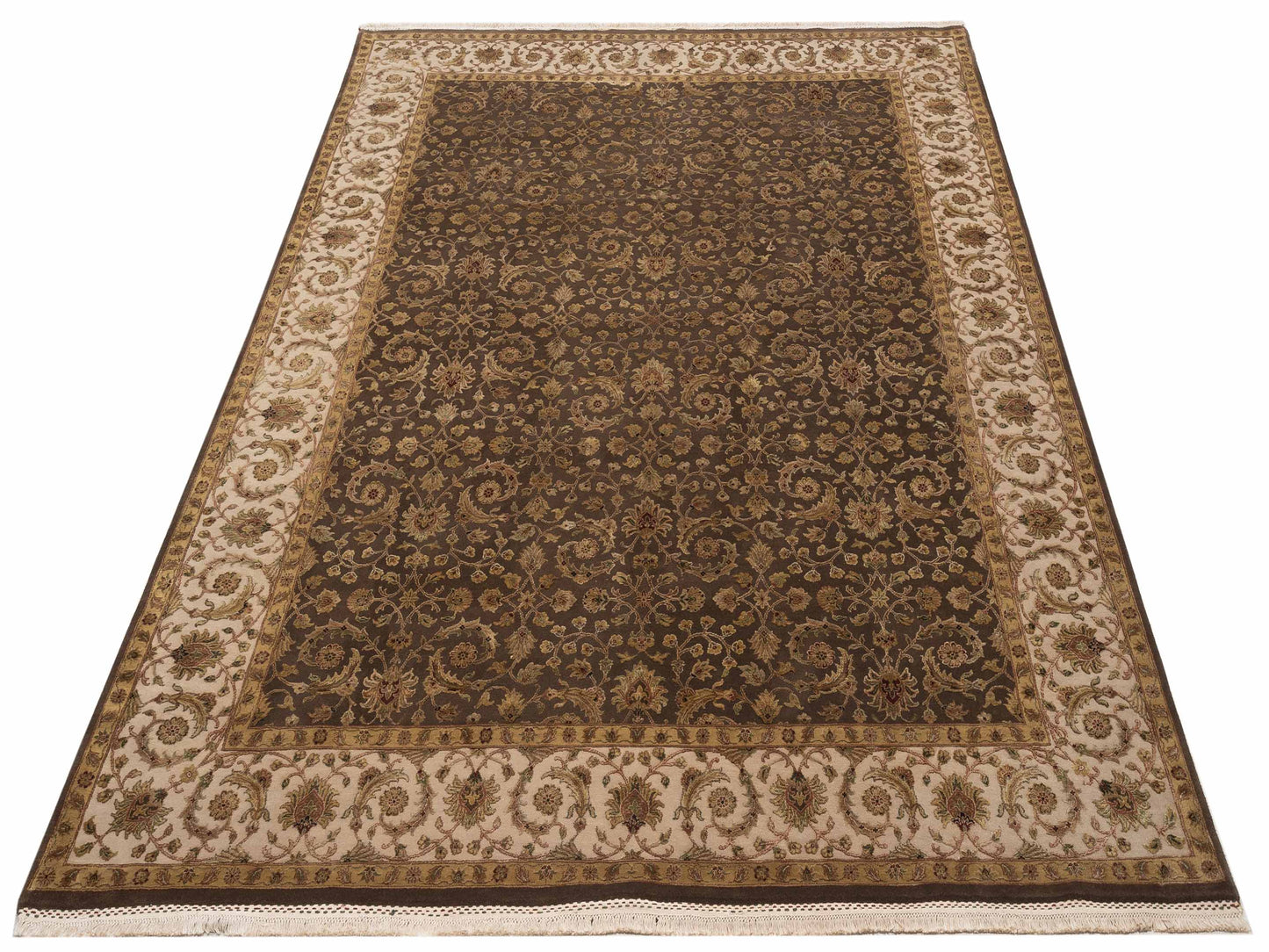 Imperial Silk 122299 Brown Ivory 7.10x10.5 Hand Knotted Rug