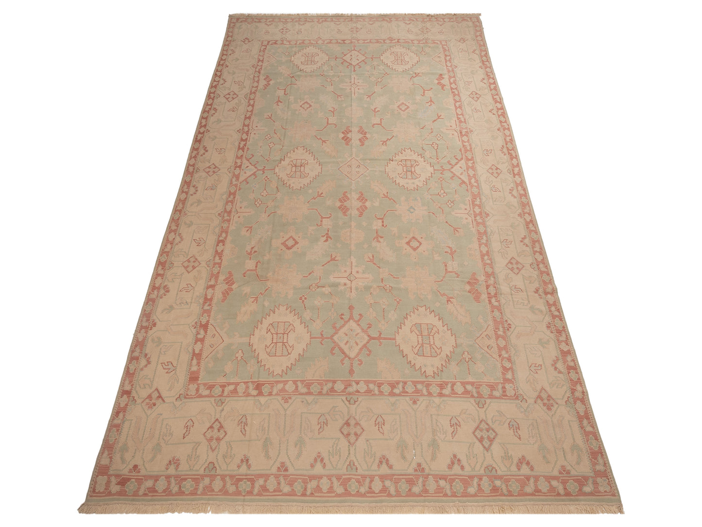 Transilvanian Kilim 64872 Green Beige 11.2x15.6 Hand Woven Rug