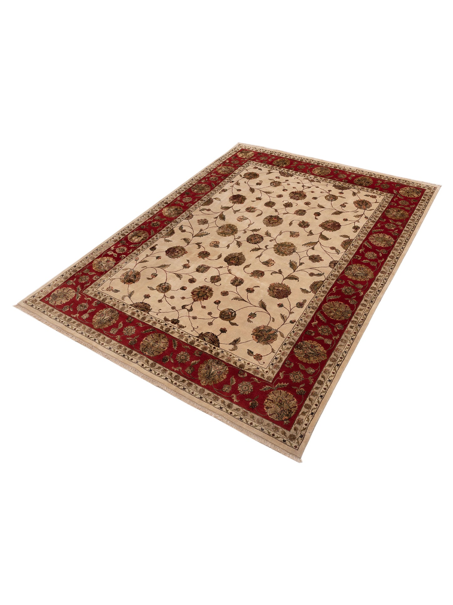 Imperial Silk 153995 Ivory Red 8.10x11.11 Hand Knotted Rug