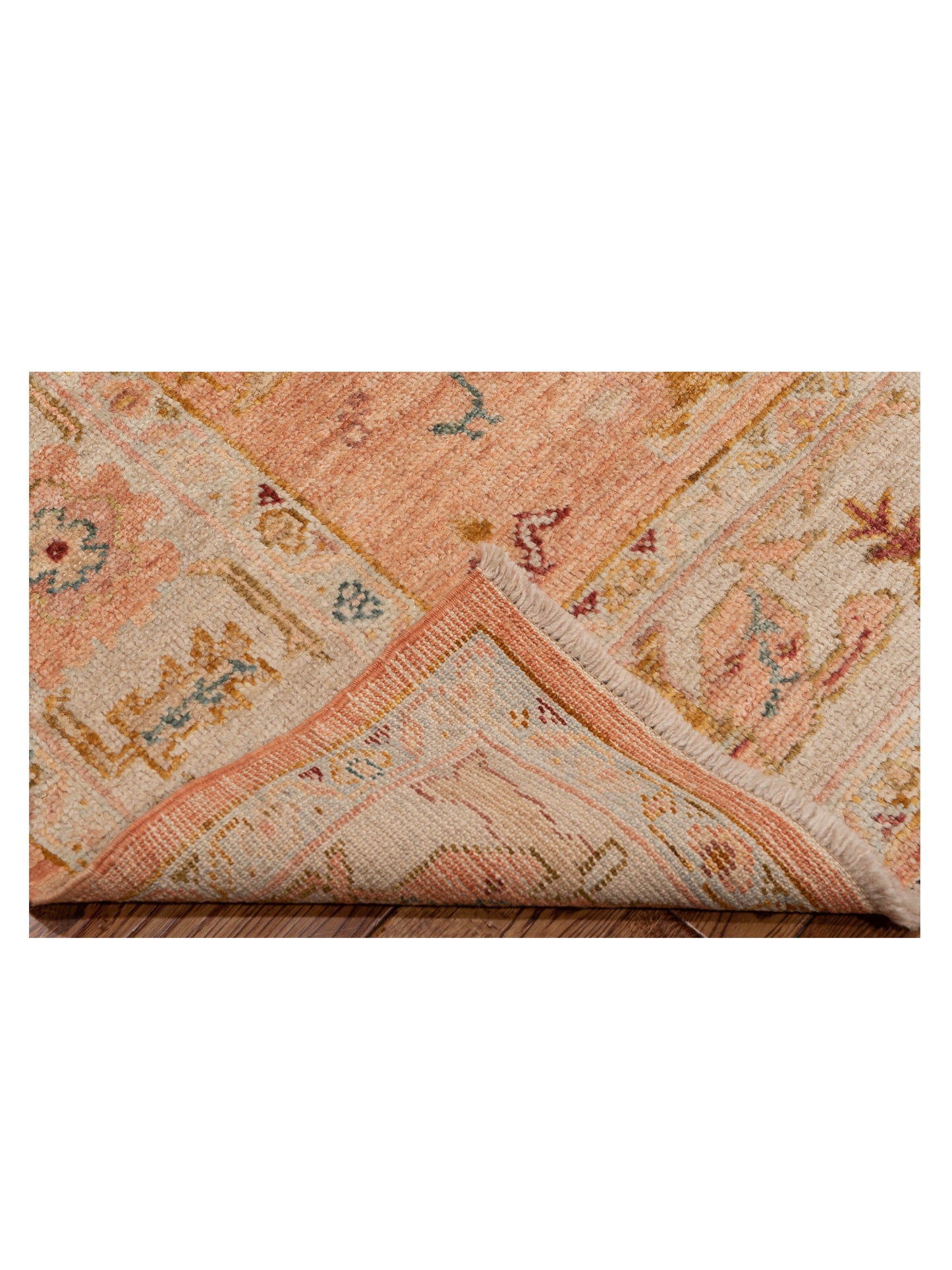 Angora Oushak 148199 Pink Ivory 6.1x13.5 Hand Knotted Rug