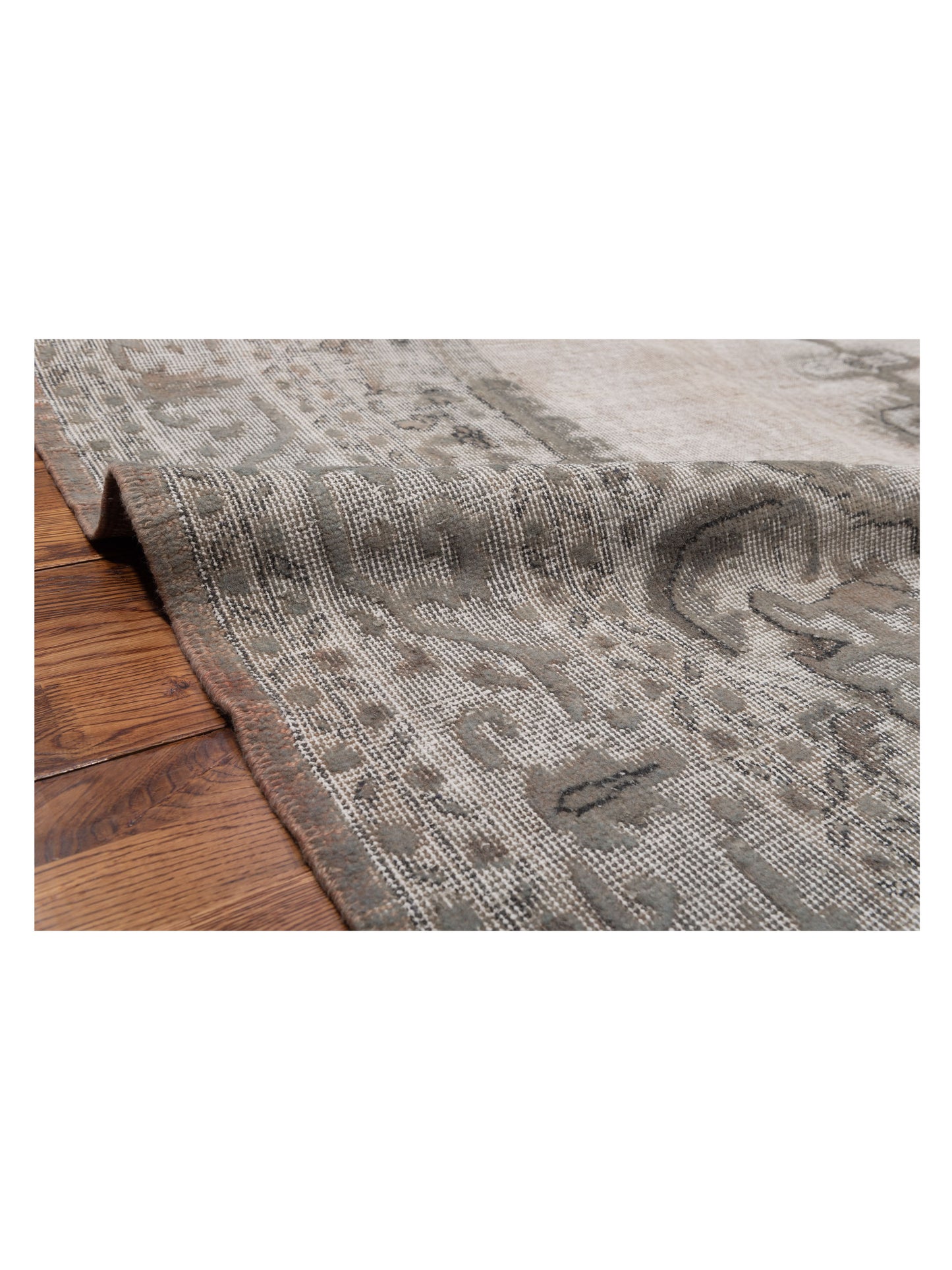 Vintage 122700 Light Gray 7.3x11.1 Hand Knotted Rug