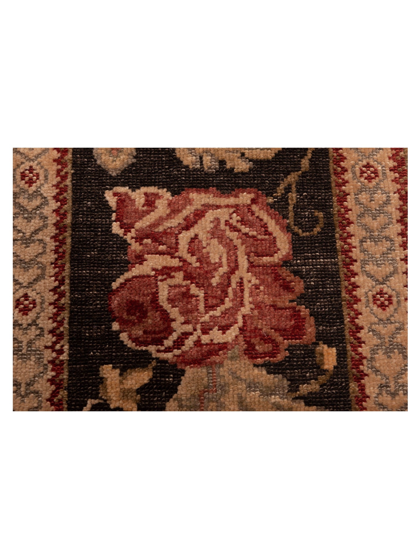 Turkish Elvan Firuz Gold Black 6.11x9.6 Hand Knotted Rug