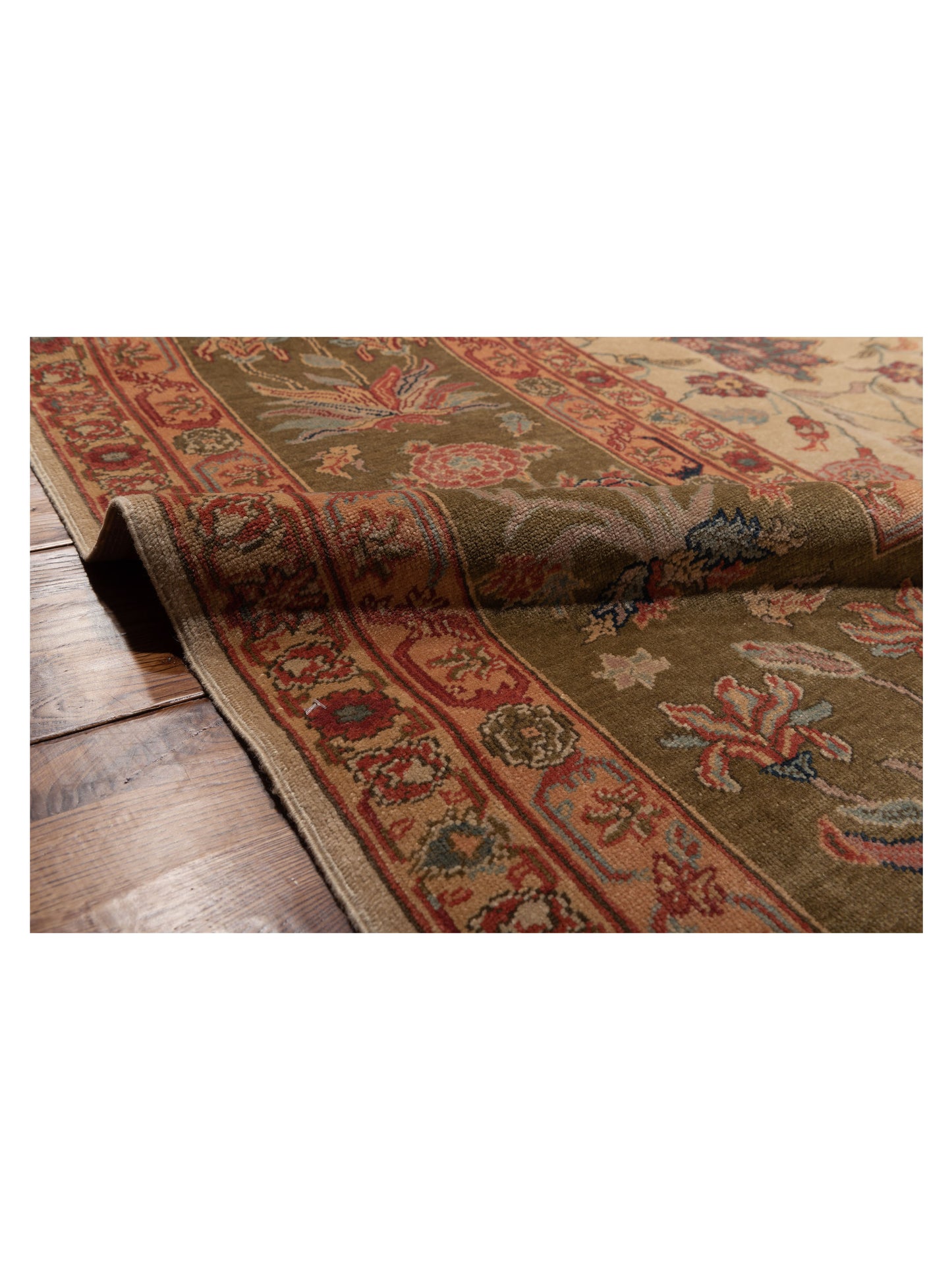 Antique Loom 107926 Ivory Olive 12.5x17.7 Hand Knotted Rug