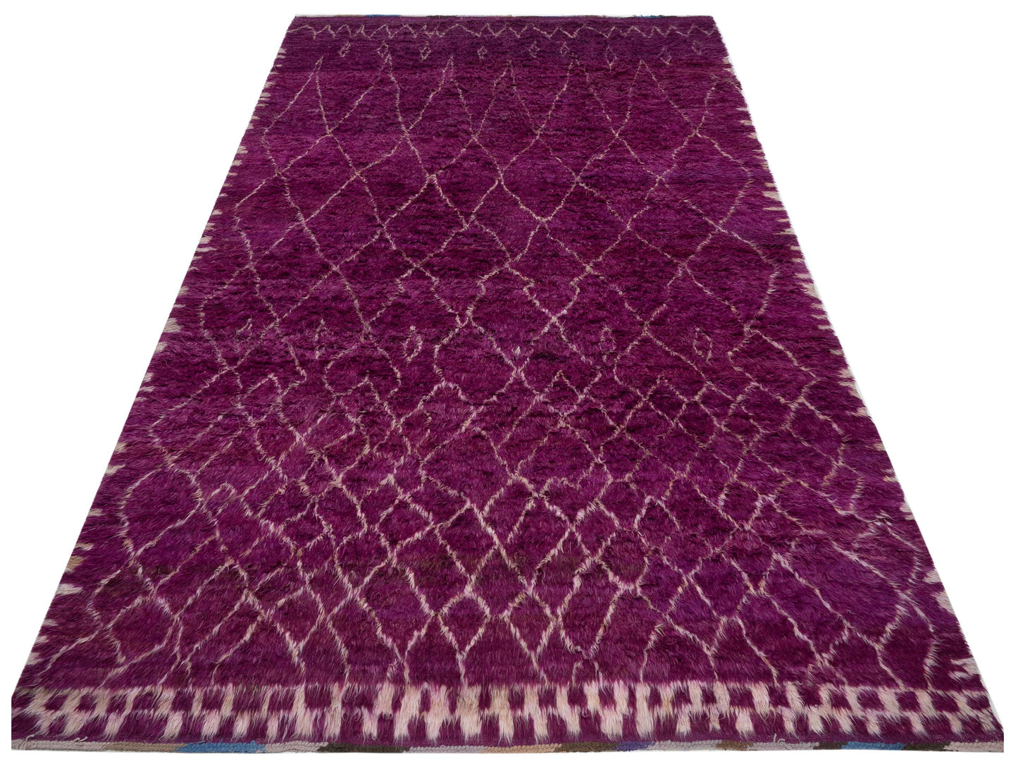Berber Aspendos Fuchsia Ivory 10.4x13.9 Hand Knotted Rug