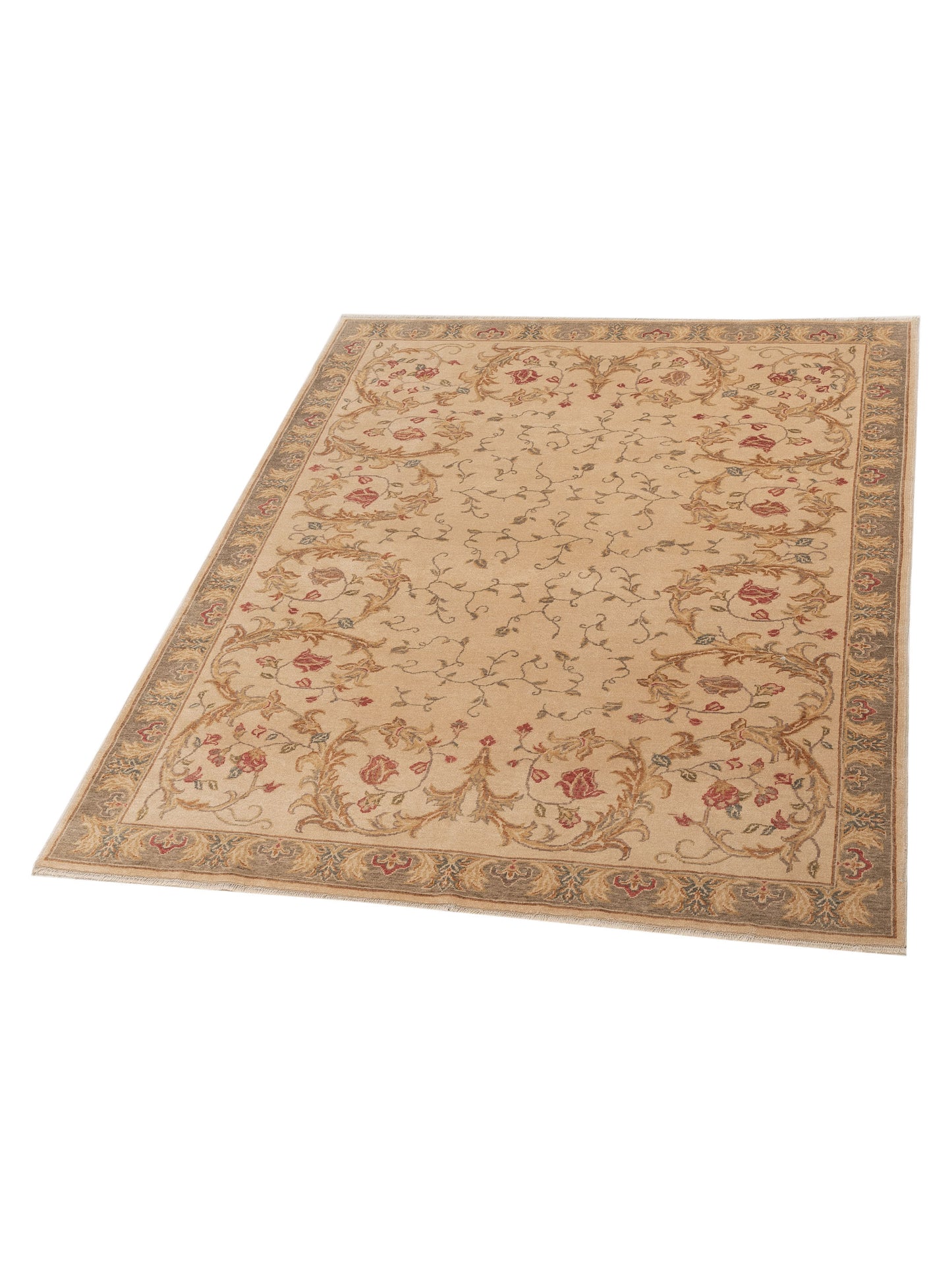 Antique Loom 82190 Ivory Green 6.9x8.2 Hand Knotted Rug