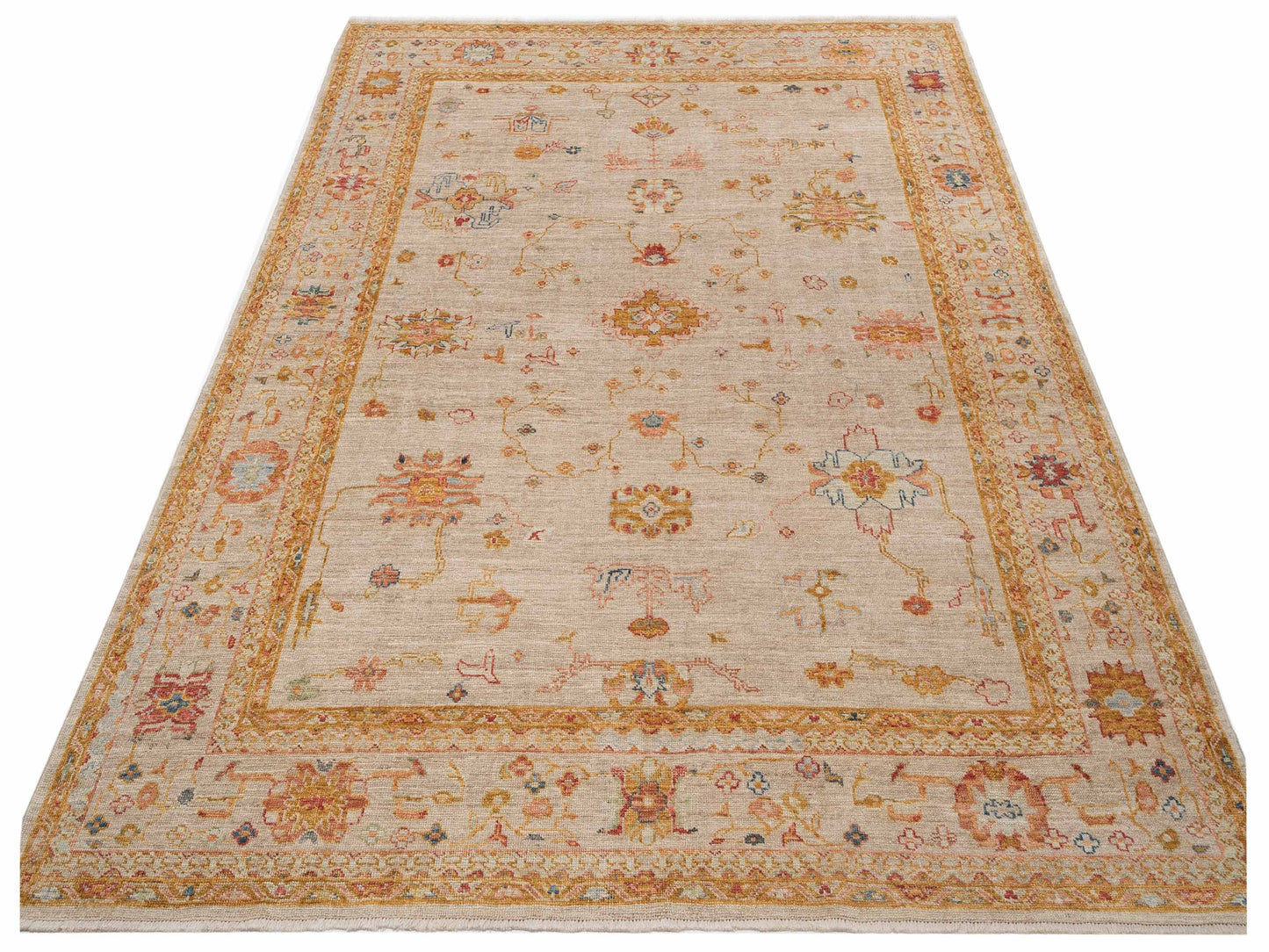 Angora Oushak 146454 Ivory Silver 9x11.5 Hand Knotted Rug