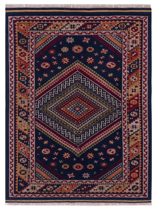 Pasha Turkish Shirwan  Navy Ivory Traditional