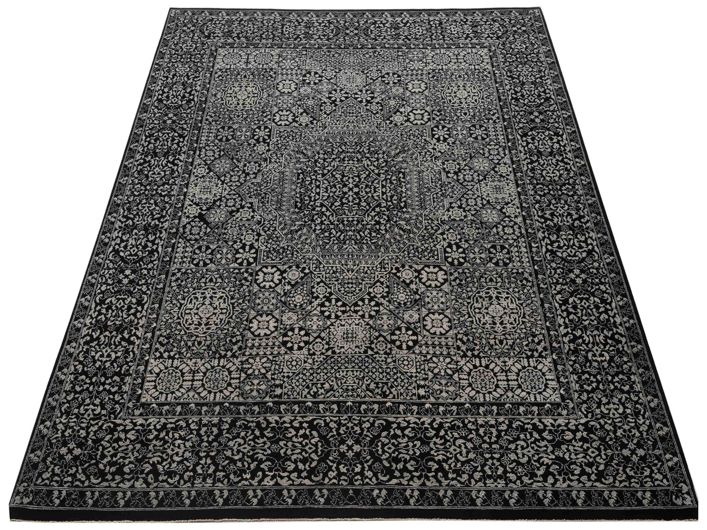 Artisan Mamluk 125123 Black Black 8.1x10.2 Hand Knotted Rug