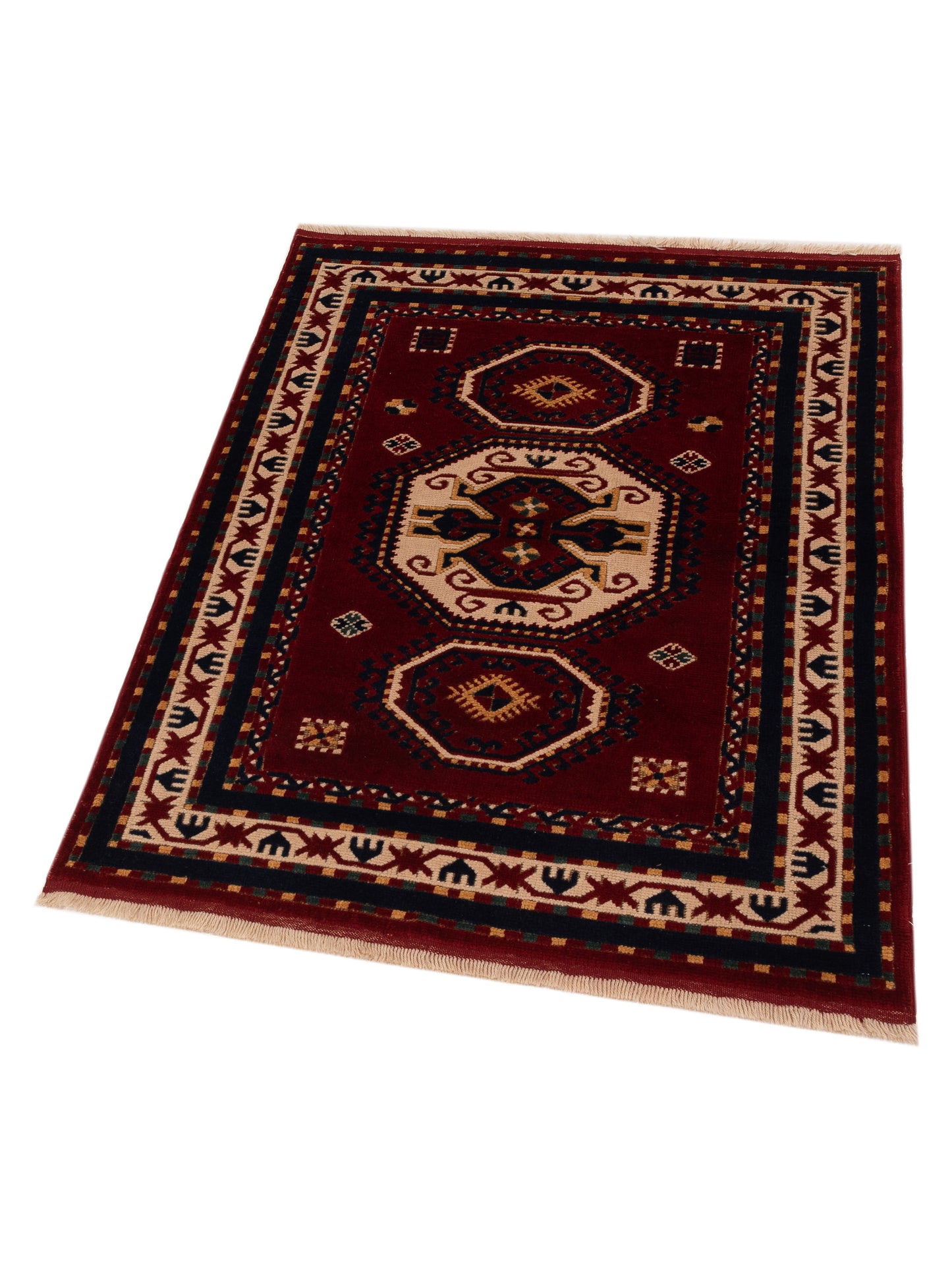 Turkish Shirwan 145232 Red Ivory 4.2x5.6 Hand Knotted Rug