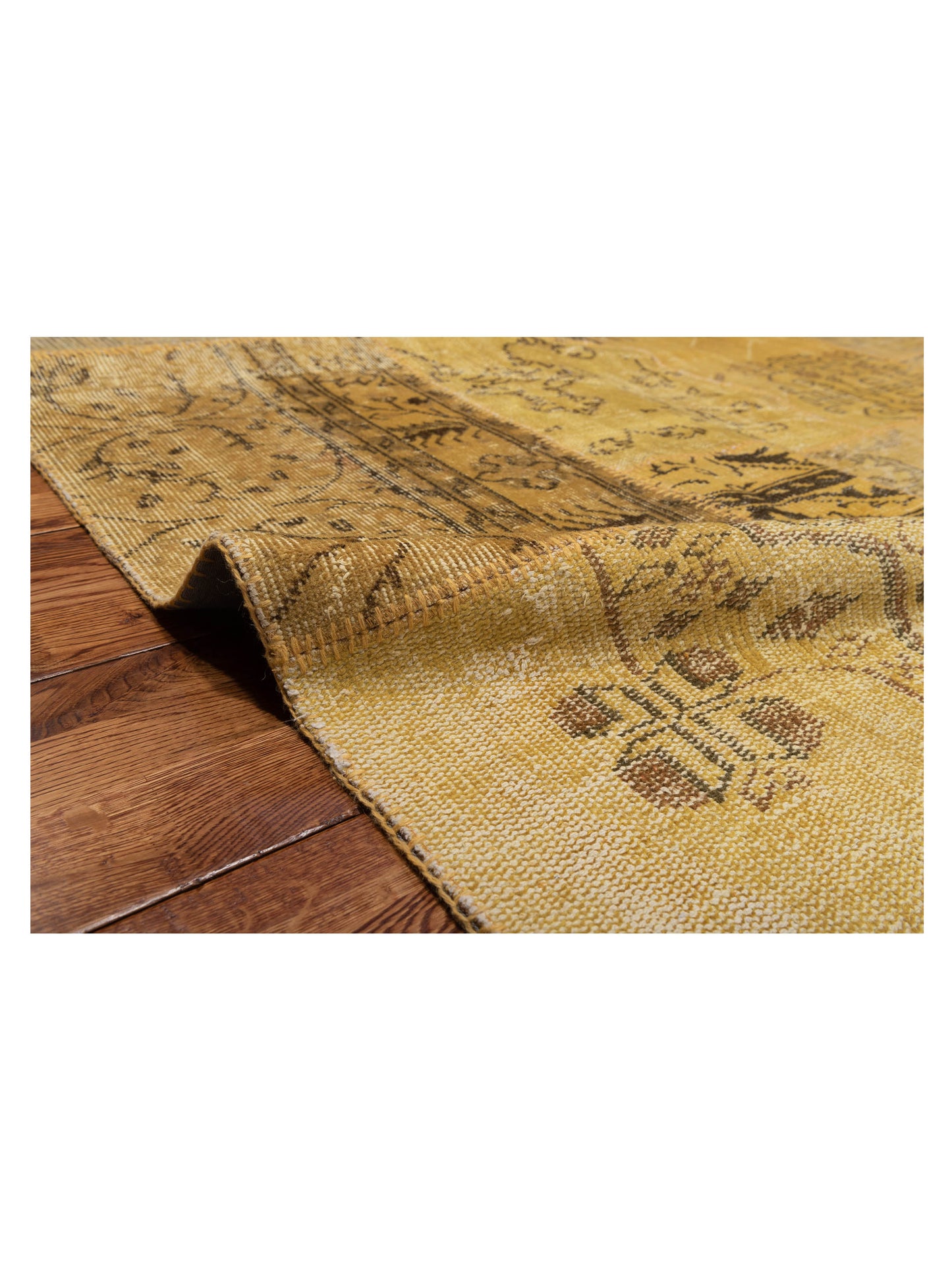 Turkish Vestige Patchwork 109445 Yellow 9.10x13.1 Hand Knotted Rug