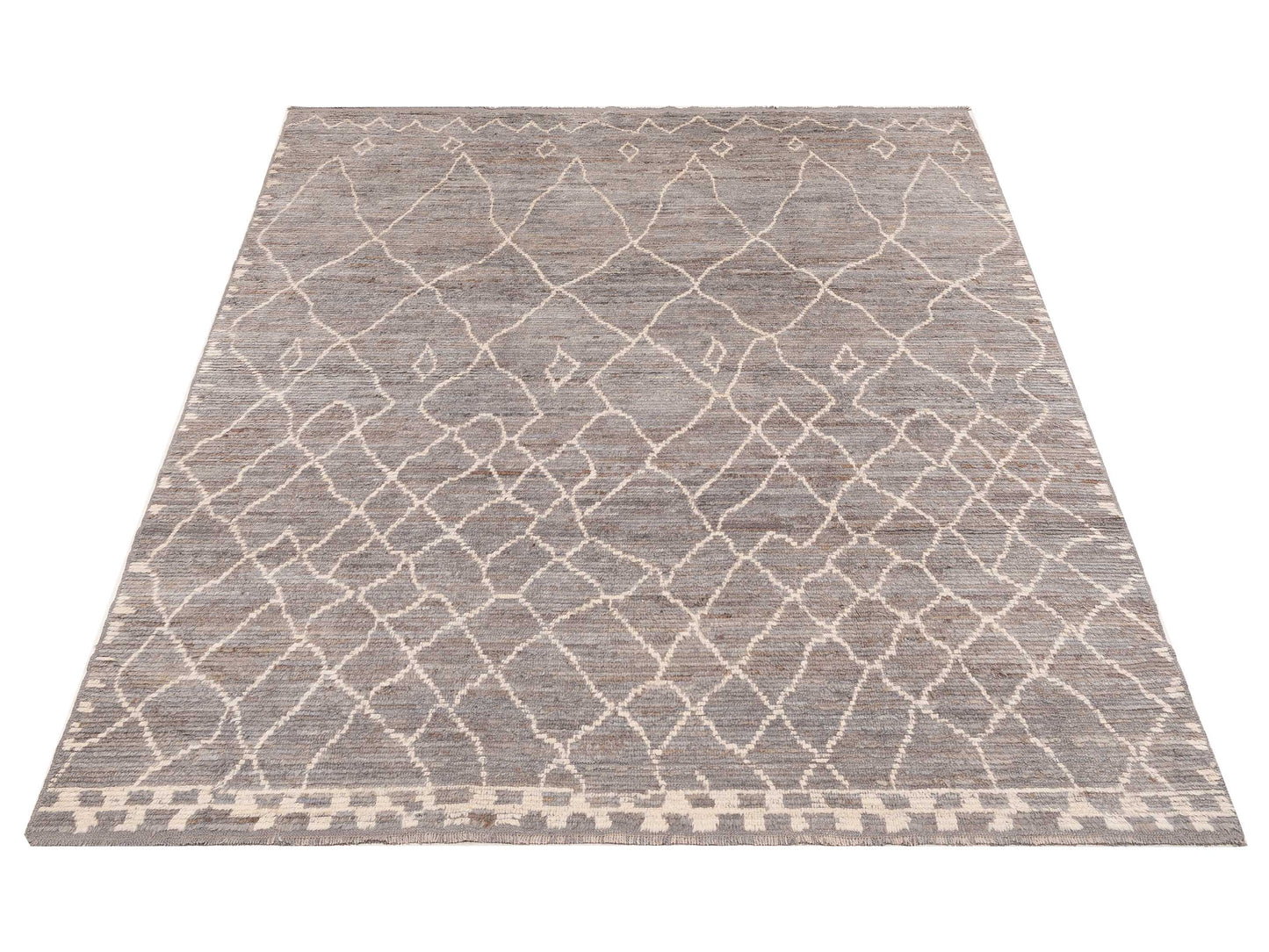 Berber Aspendos Gray Gray 8.3x10.2 Hand Knotted Rug