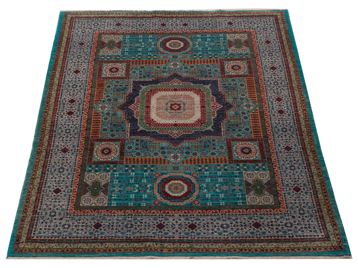 Artisan Mamluk 154747 Blue Gray 5.10x7.7 Hand Knotted Rug