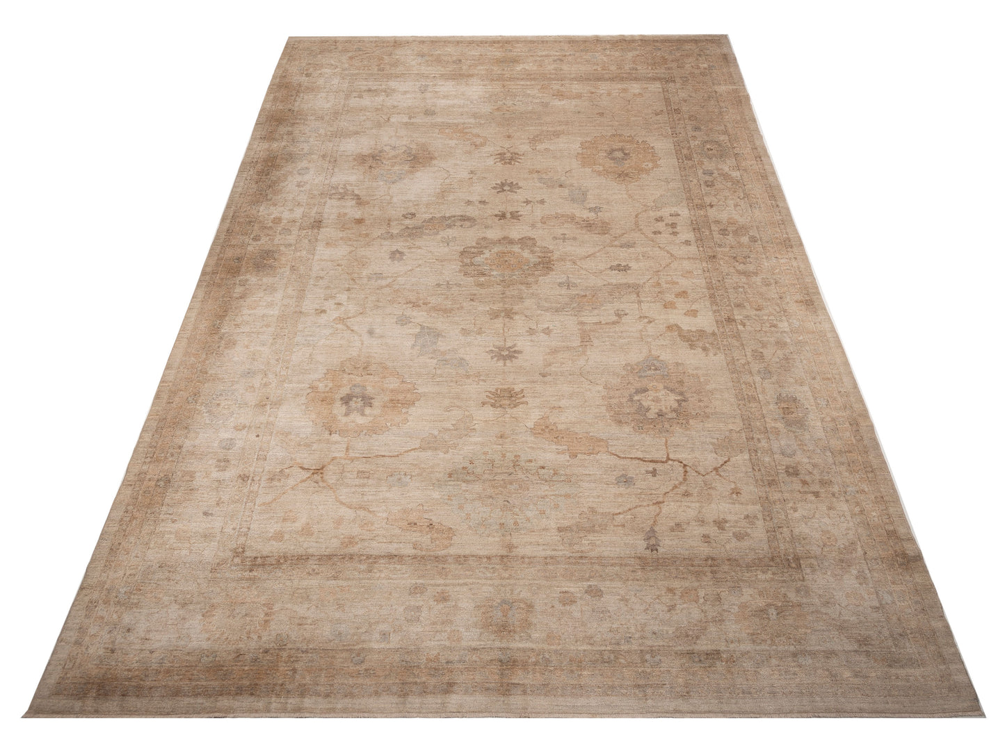 Angora Oushak 128330 Beige Beige 15.5x21 Hand Knotted Rug