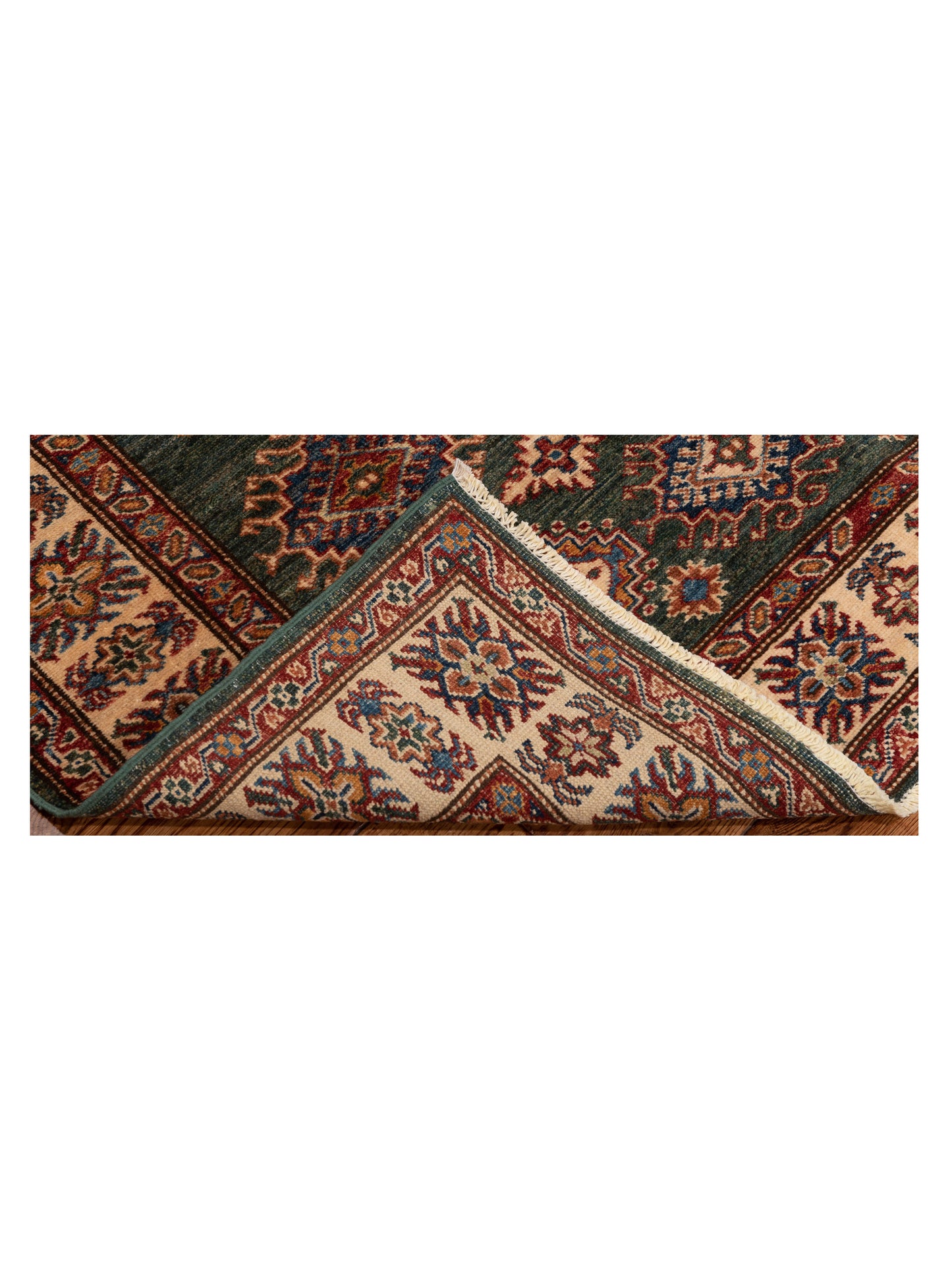 Artisan Kazak 148910 Green Ivory 4x5.10 Hand Knotted Rug