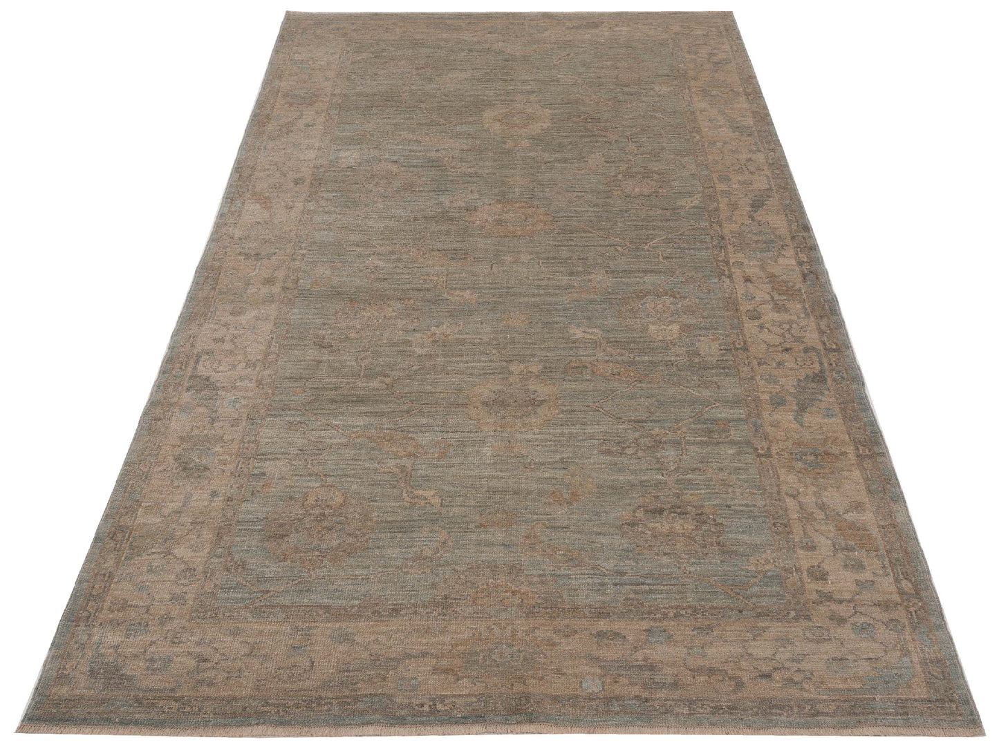 Angora Oushak 125817 Light Green Beige 6x11.3 Hand Knotted Rug