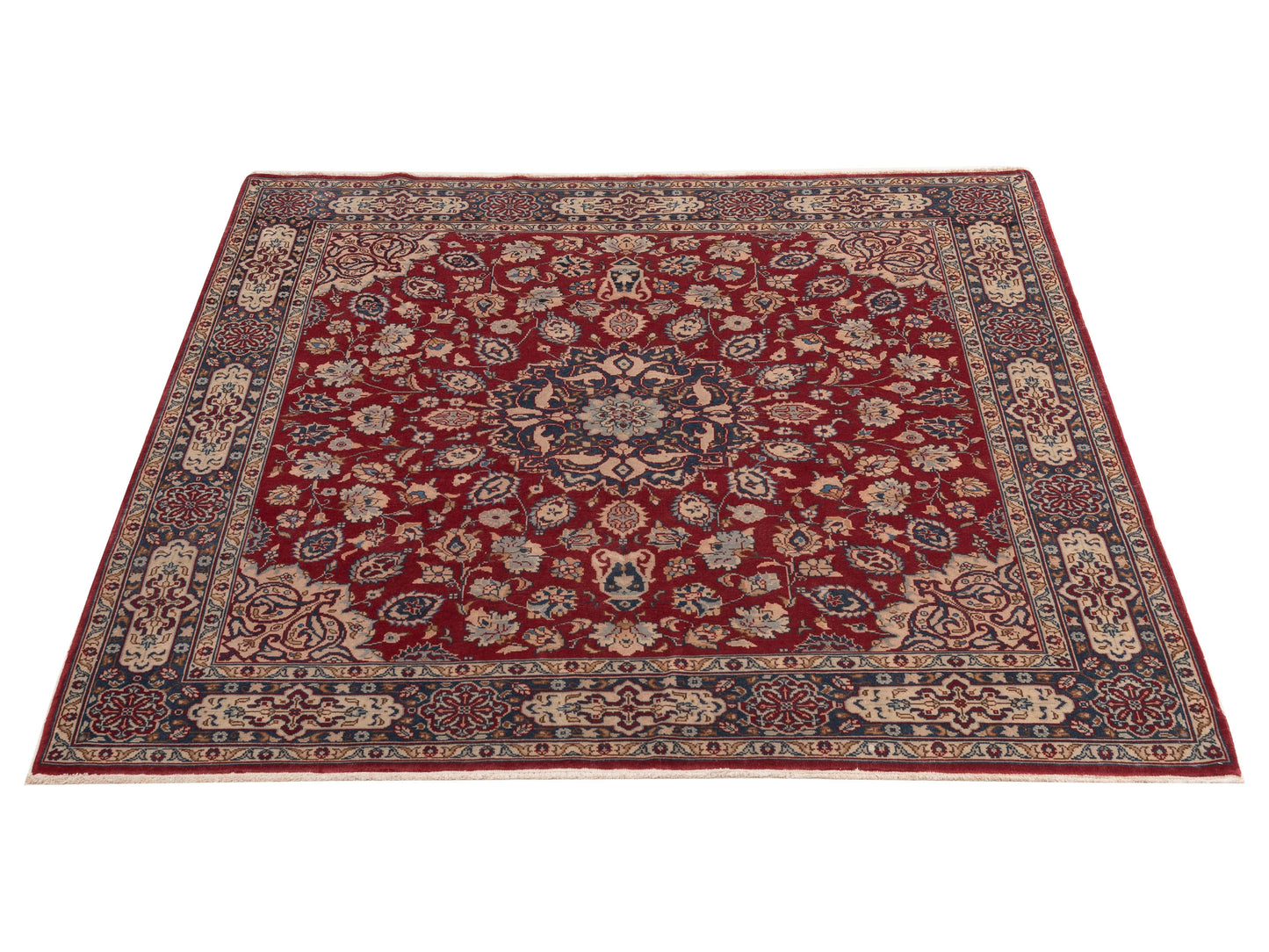 Crown 154302 Red Blue 7.2x7.4 Hand Knotted Rug