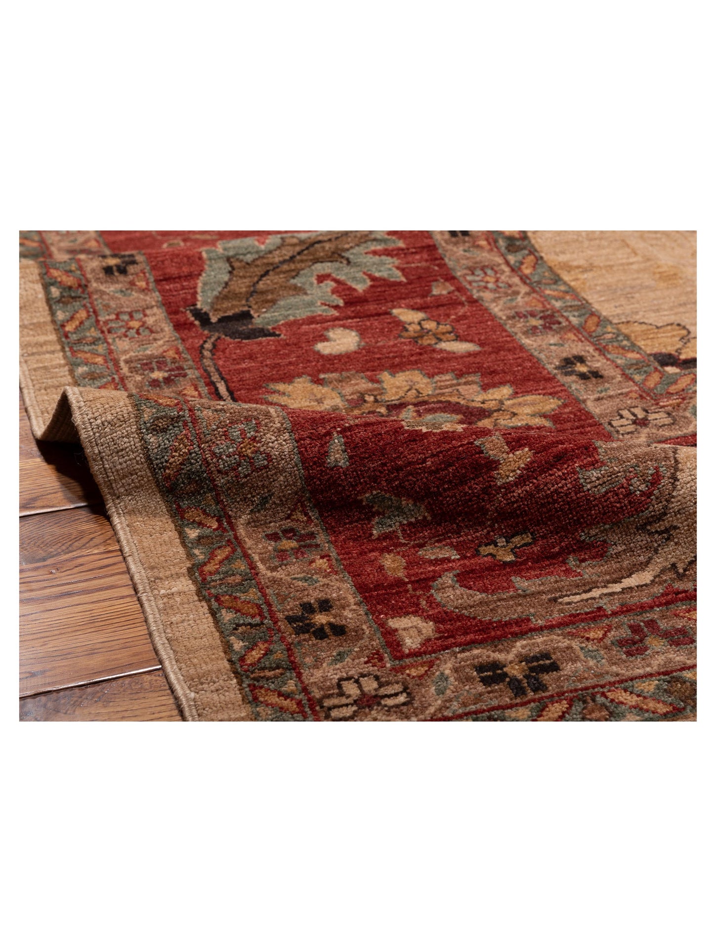 Elvan Tamer Beige Red 12.2x17.8 Hand Knotted Rug