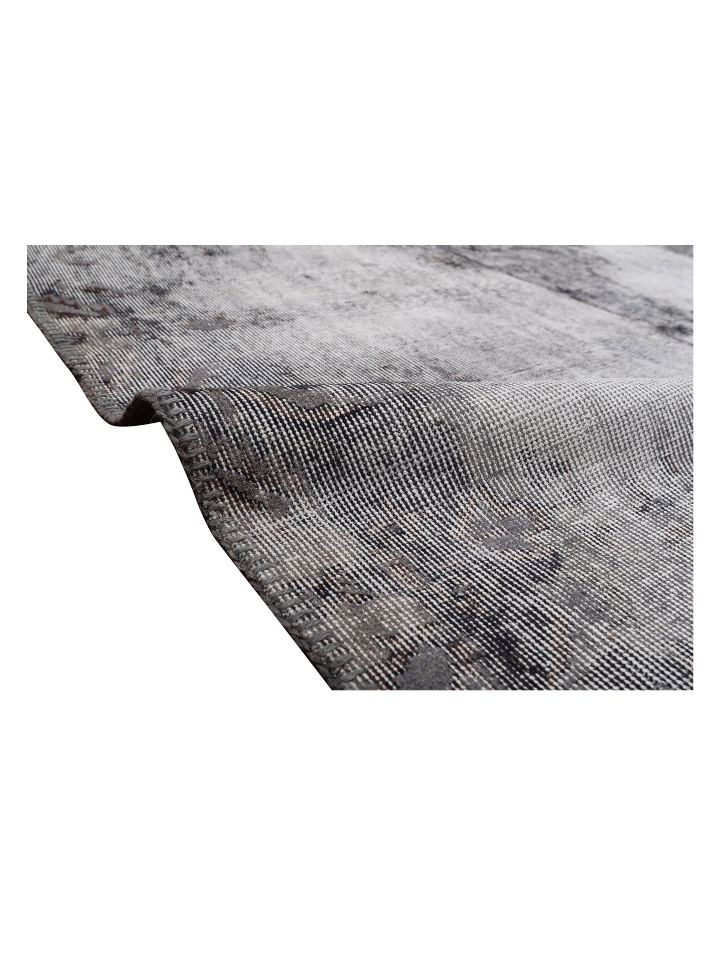 Turkish Vestige Patchwork 130946 Gray 10x13.11 Hand Knotted Rug