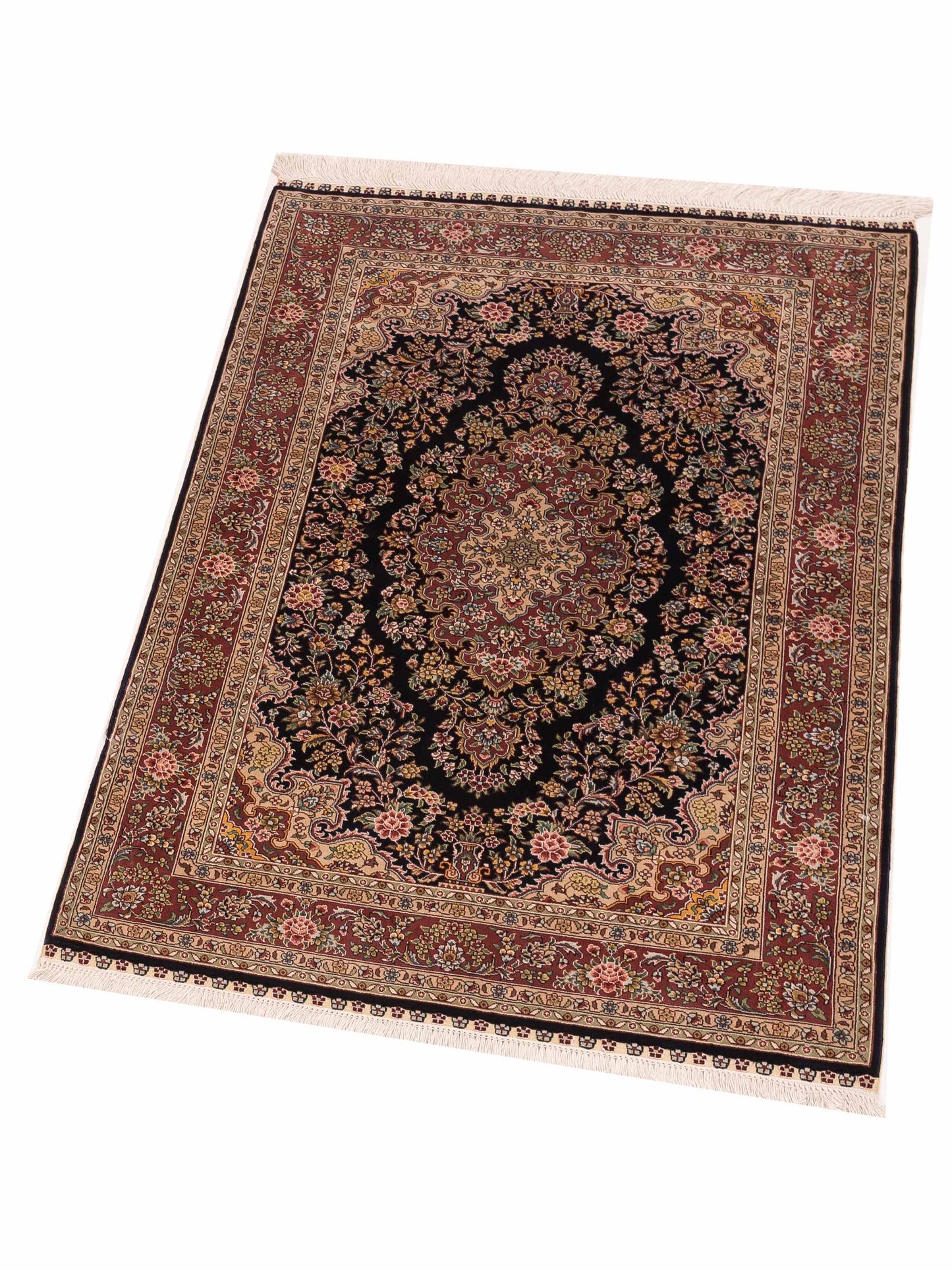 Pure Silk 125282 Navy Plum 2.7x4 Hand Knotted Rug