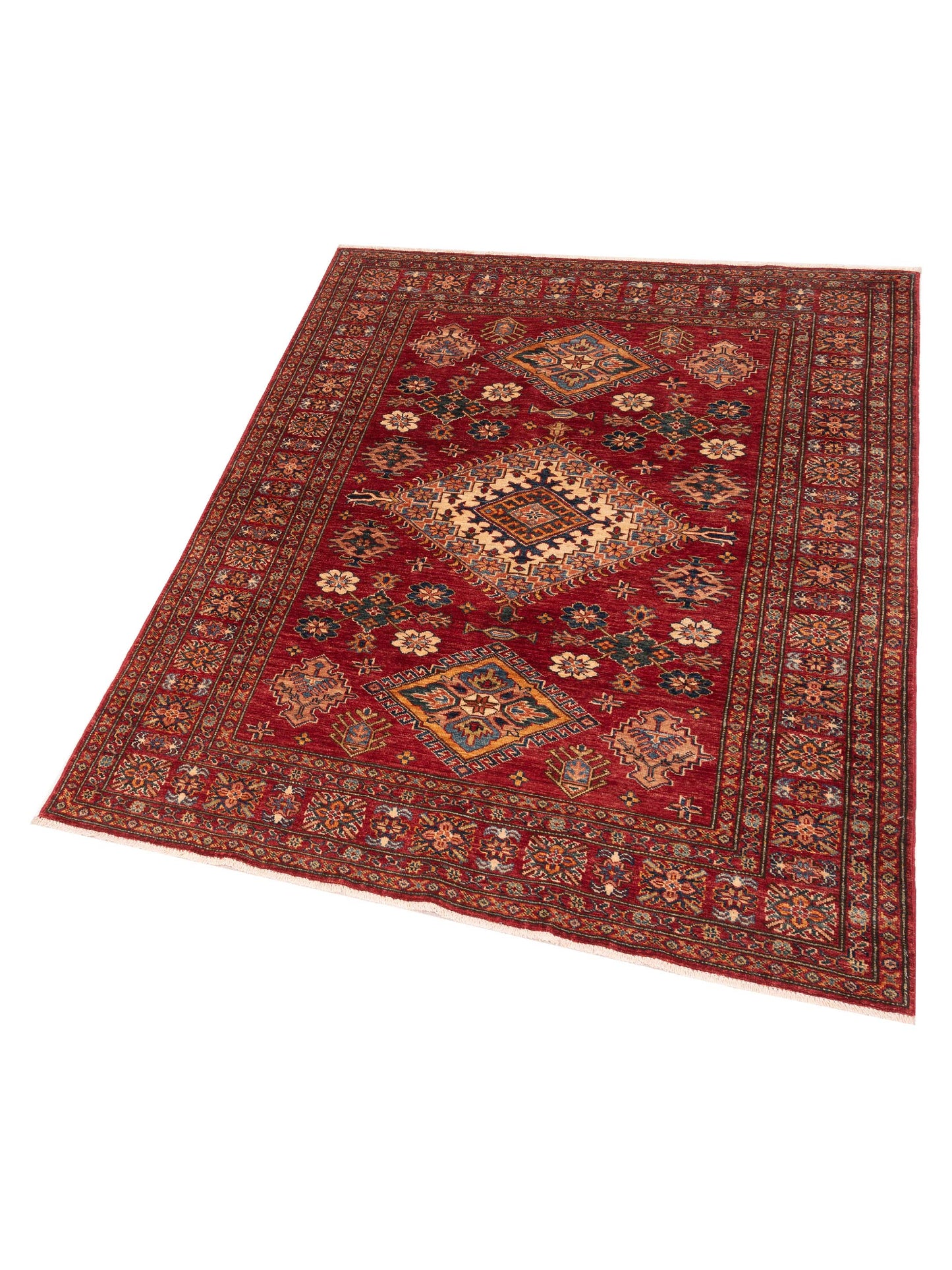 Artisan Kazak 148944 Red Ivory 5.1x6.8 Hand Knotted Rug