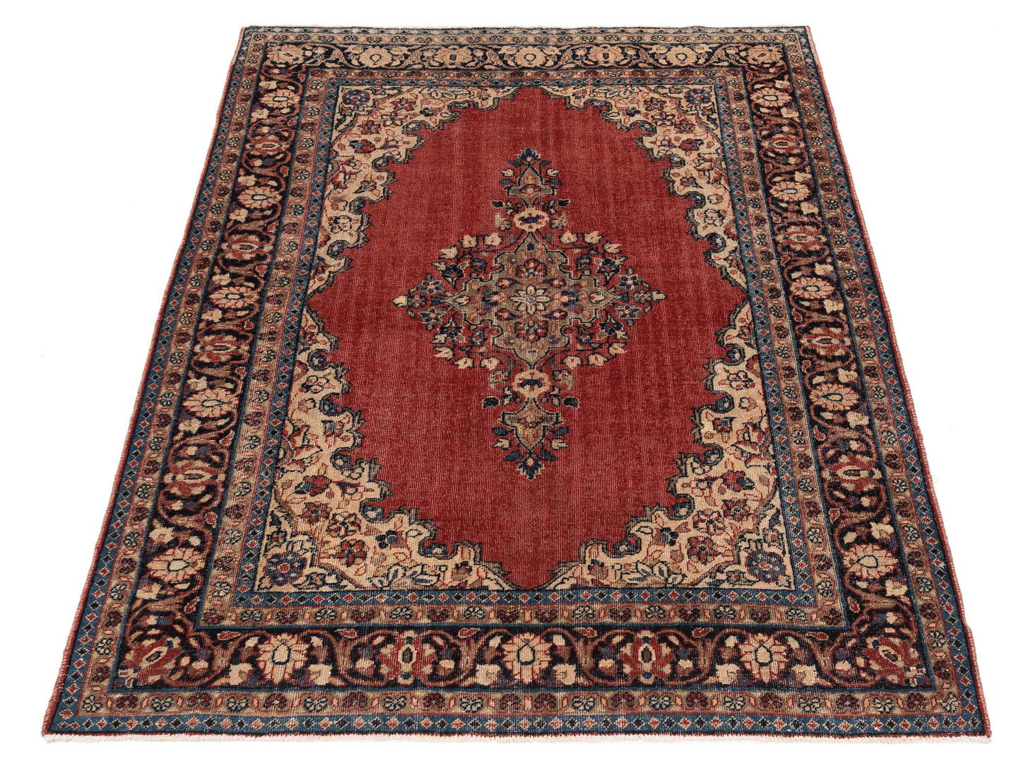 Persian 147742 Red Navy 5x6.5 Hand Knotted Rug