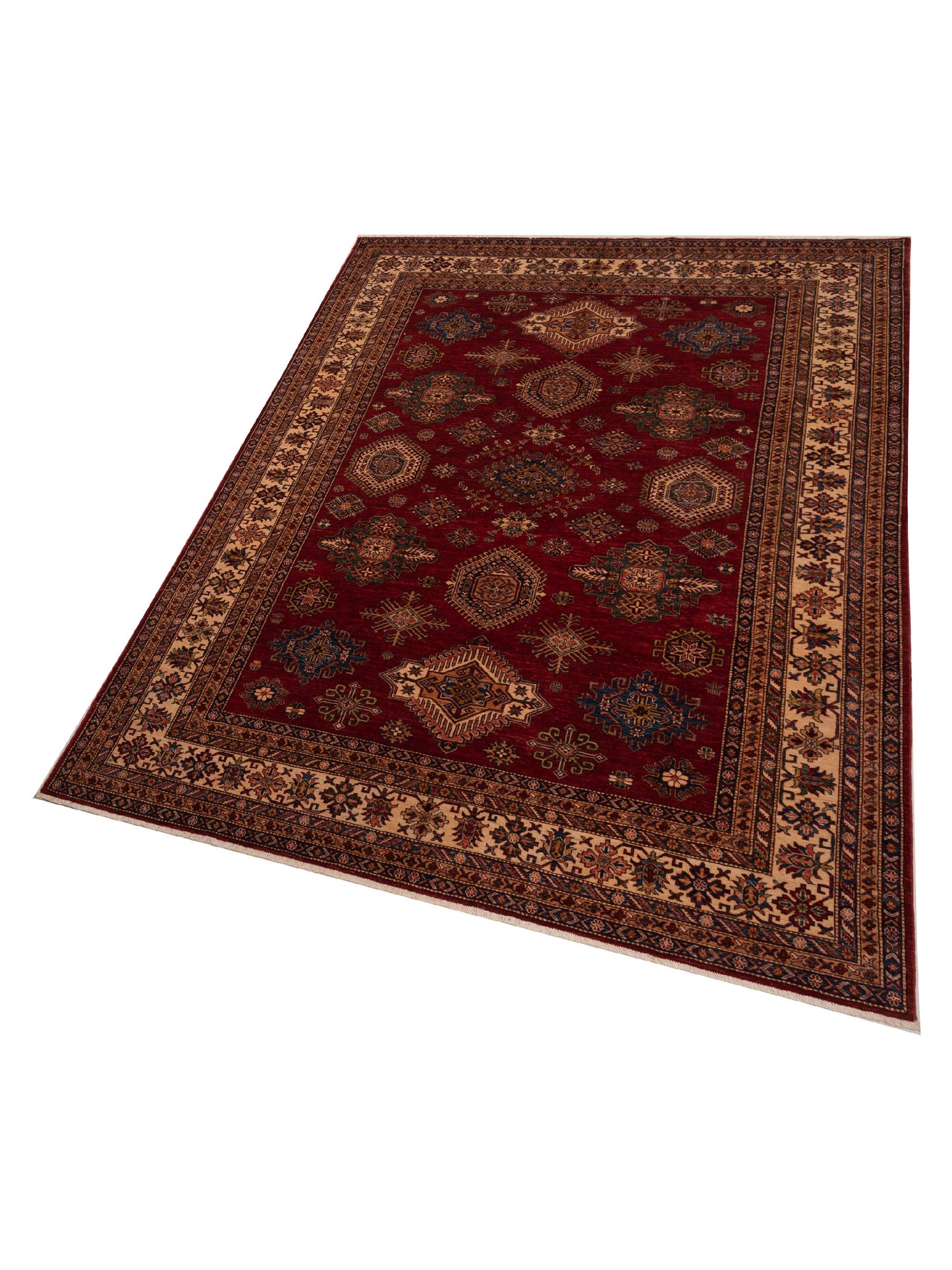 Artisan Kazak 145914 Red Ivory 9x12.3 Hand Knotted Rug