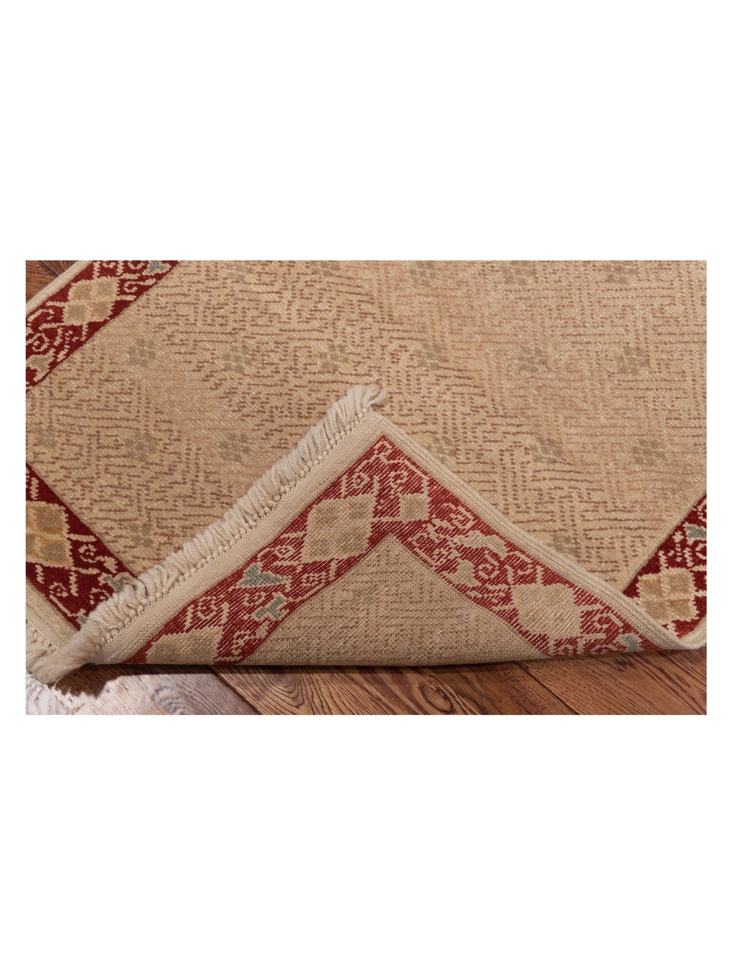 Antique Loom 104488 Beige Red 2.7x10.1 Hand Knotted Rug