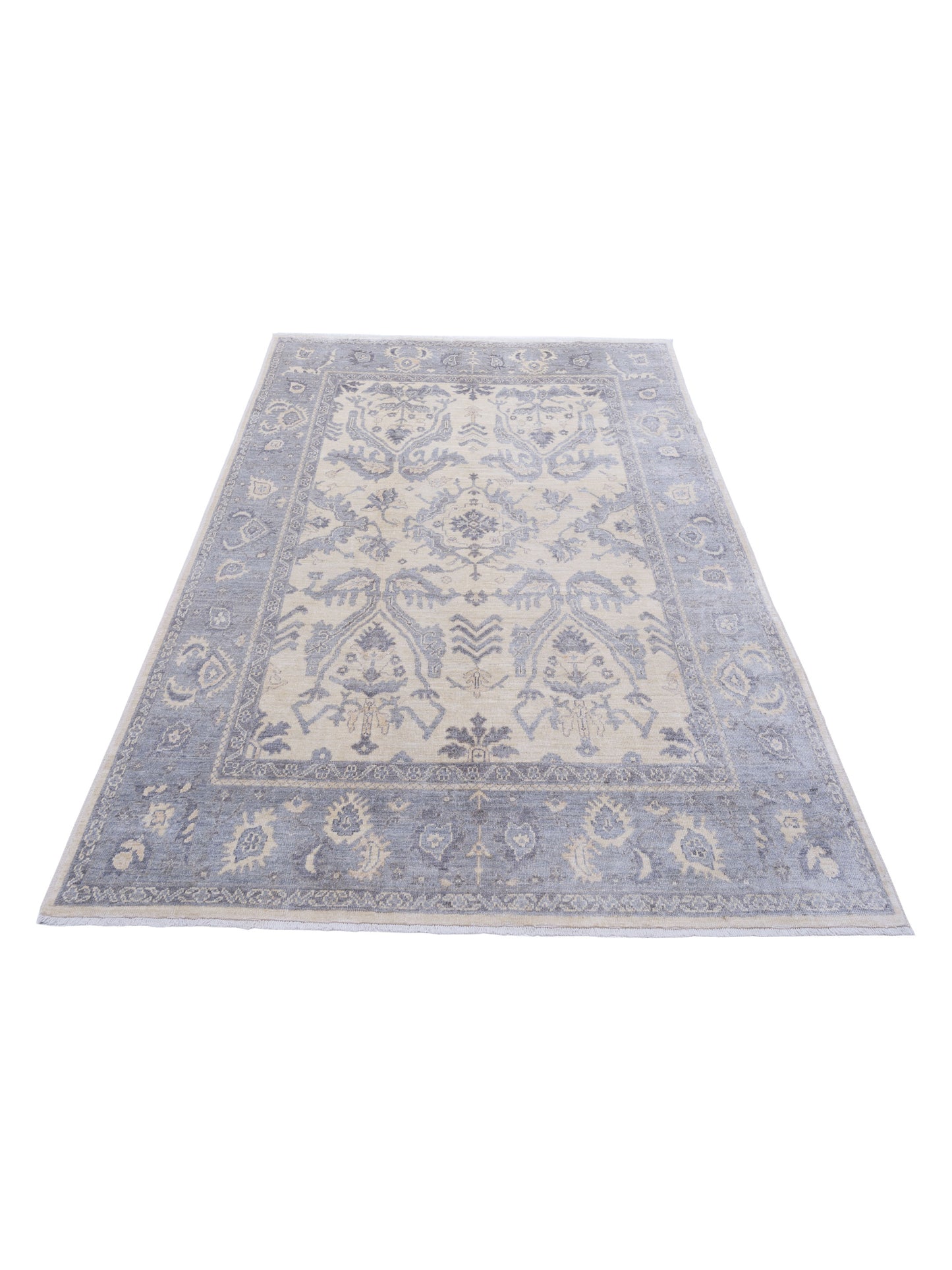 Anadol Oushak 126014 Ivory Gray 8.1x9.9 Hand Knotted Rug