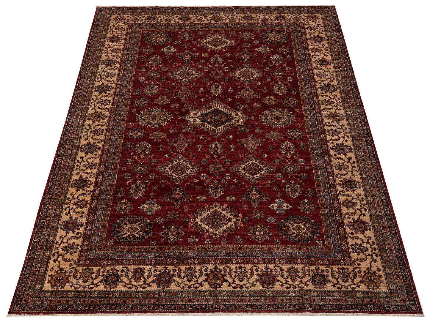 Kazak 148734 Red Ivory 9x12.3 Hand Knotted Rug