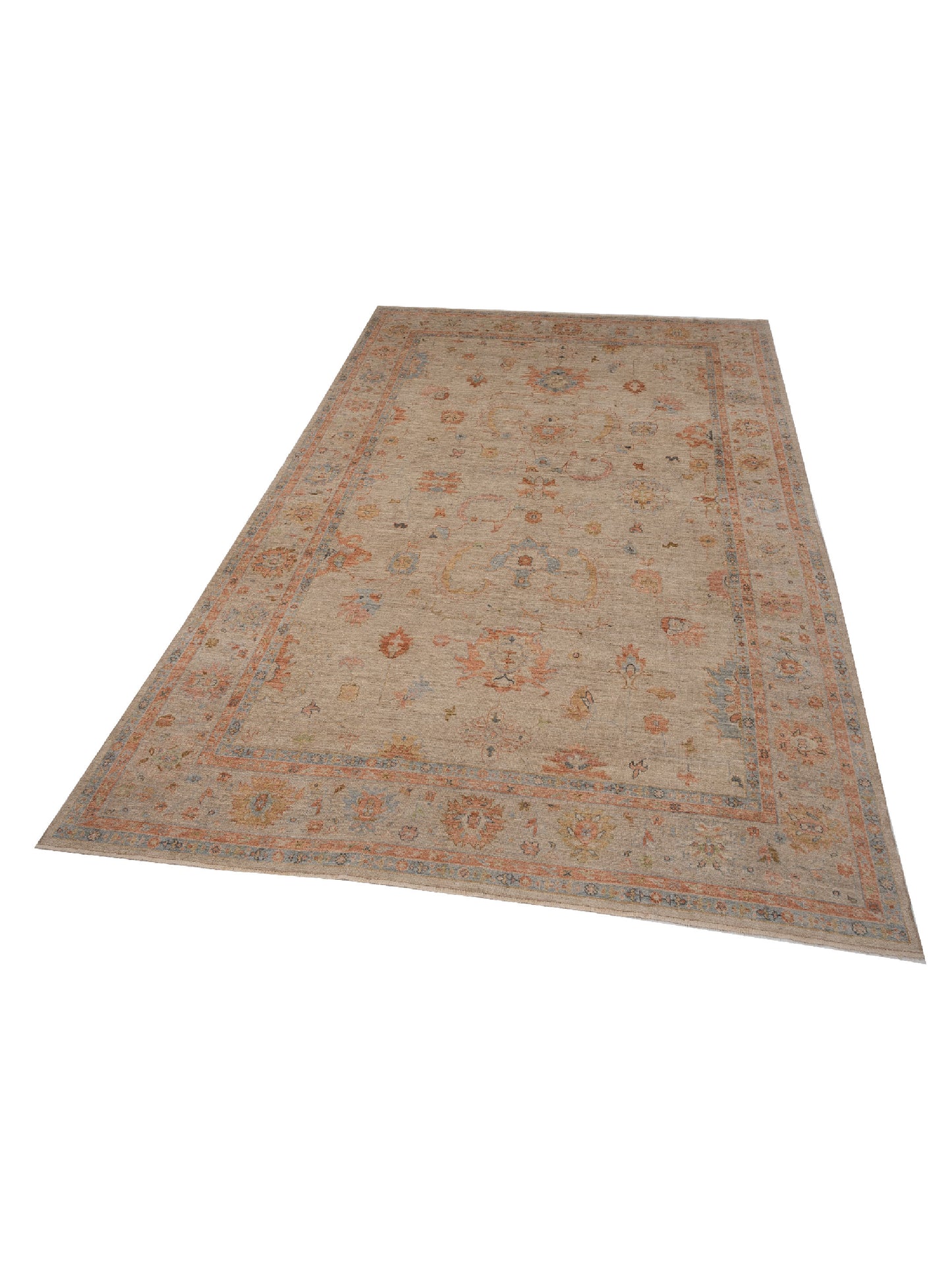 Angora Oushak 149316 Beige Light Brown 11.11x17.4 Hand Knotted Rug