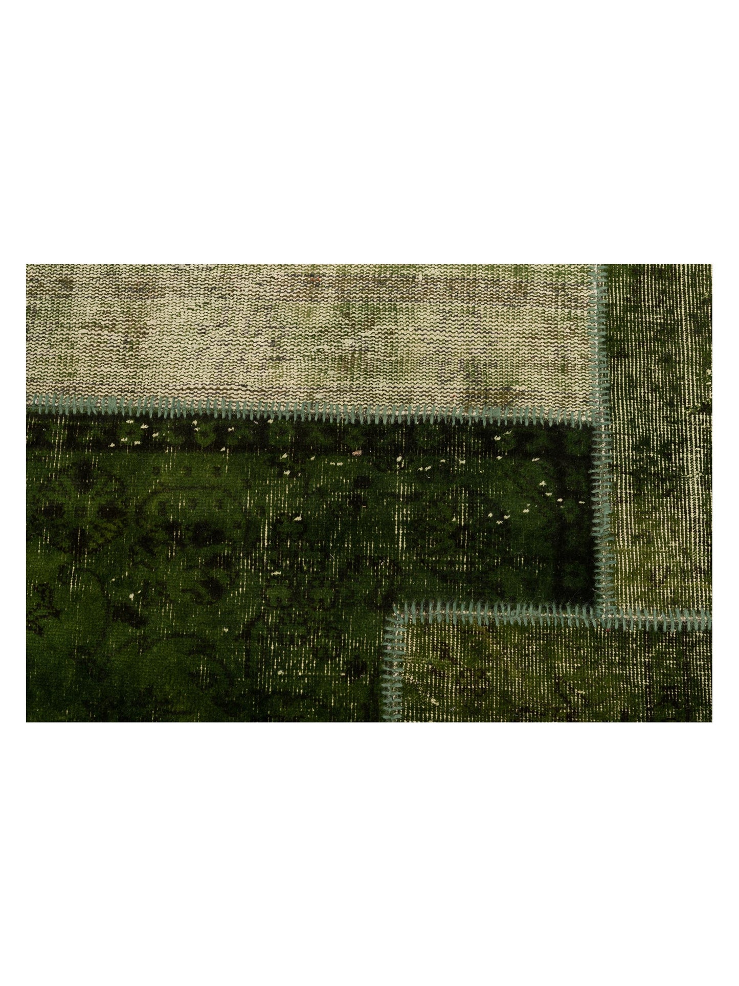 Turkish Vestige Patchwork 108980 Green 8.11x11.5 Hand Knotted Rug