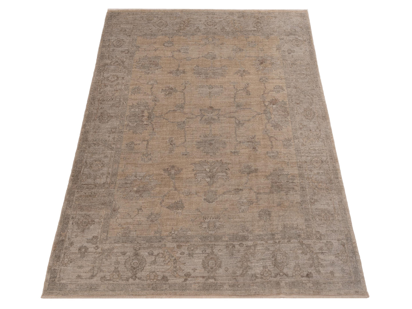Angora Oushak 130117 Ivory Light Gray 8.3x9.9 Hand Knotted Rug