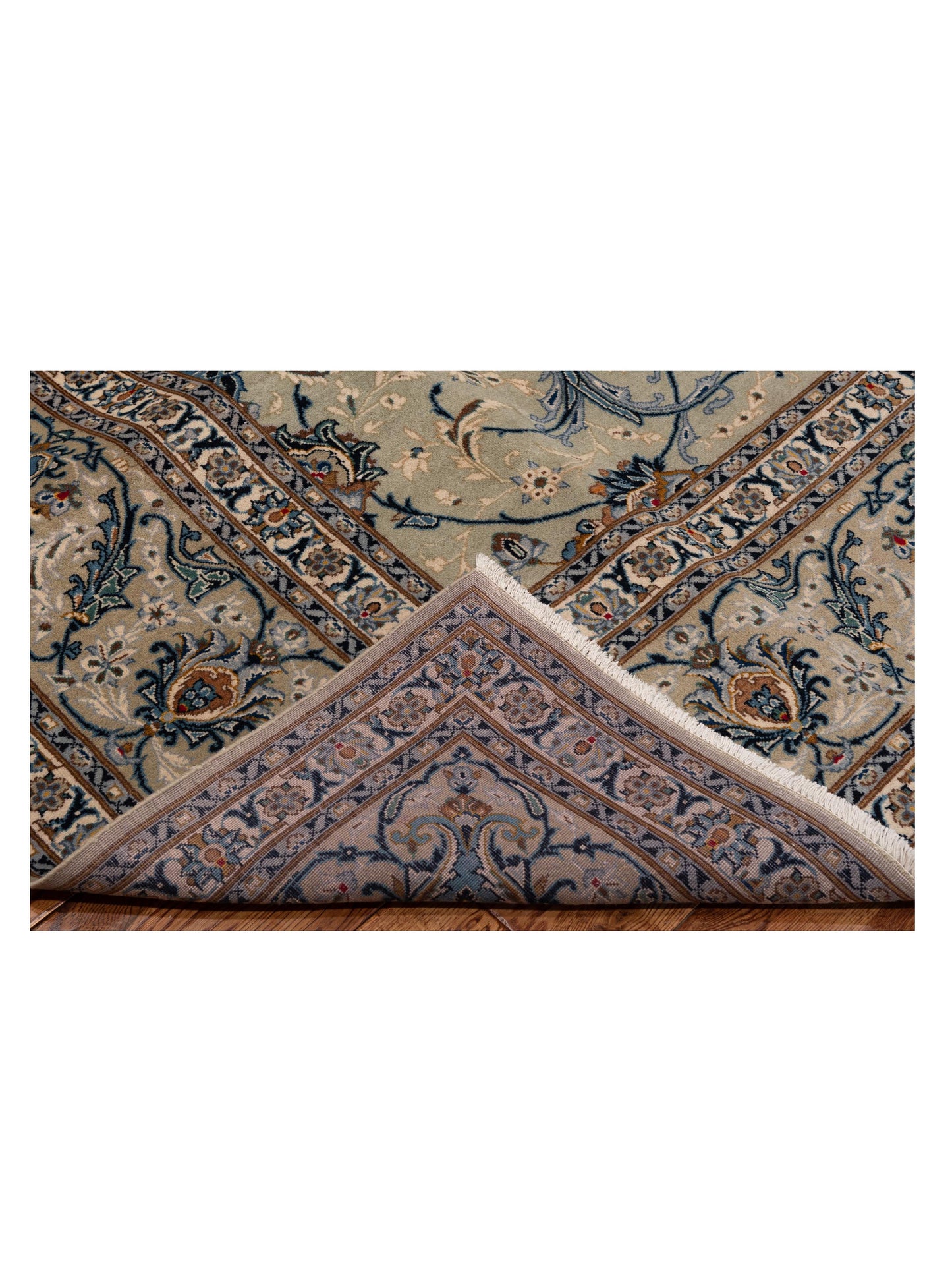 Persian 93376 Sage Green Silver 10.8x13.6 Hand Knotted Rug