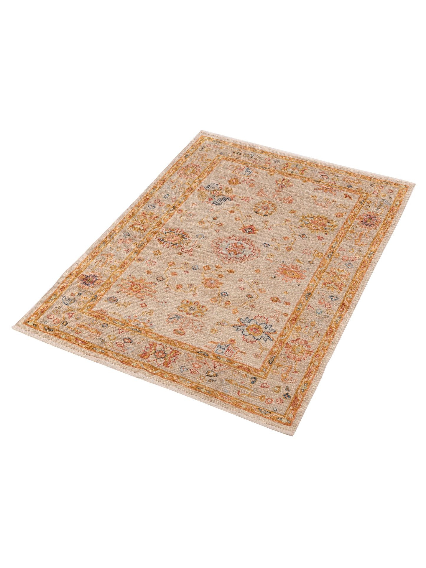 Angora Oushak 146551 Ivory Silver 5x6.7 Hand Knotted Rug