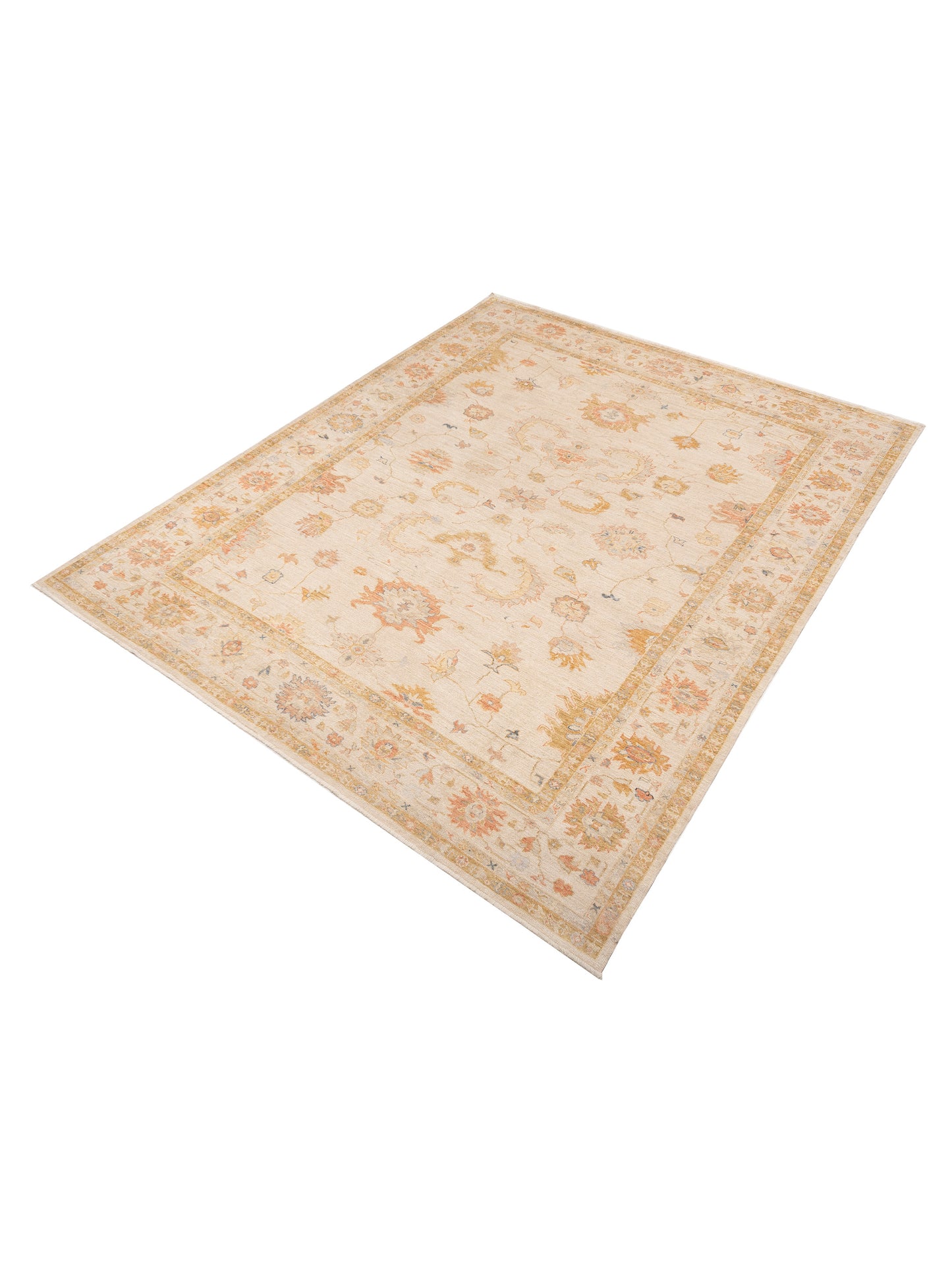 Angora Oushak 153667 Ivory Ivory 11.9X14.2 Hand Knotted Rug