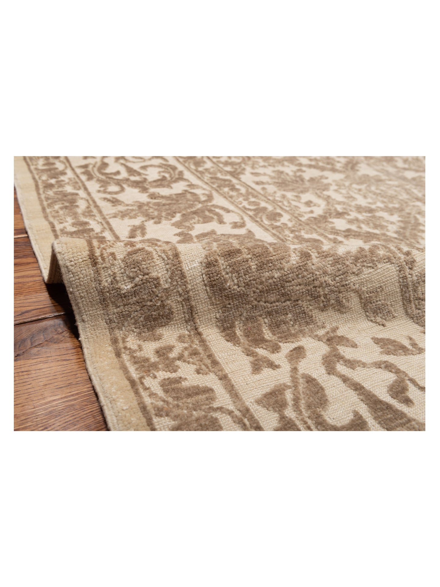 Defne Begonia Ivory Light Brown 8x9.8 Hand Knotted Rug