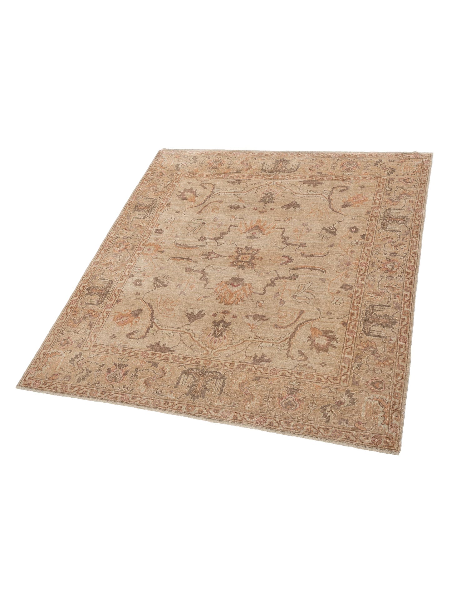 Angora Oushak 108097 Gold Gold 7.11x8.10 Hand Knotted Rug