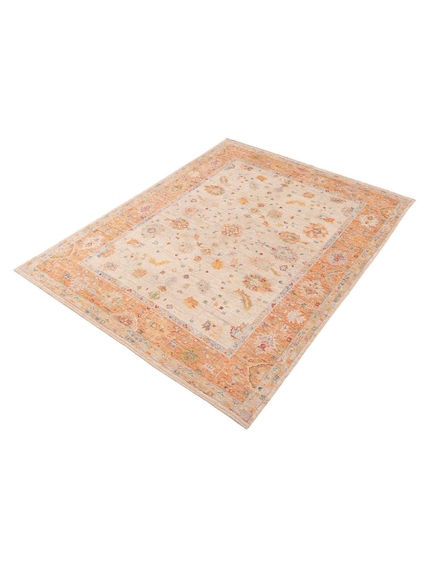Angora Oushak 152414 Beige Orange 8x10.5 Hand Knotted Rug