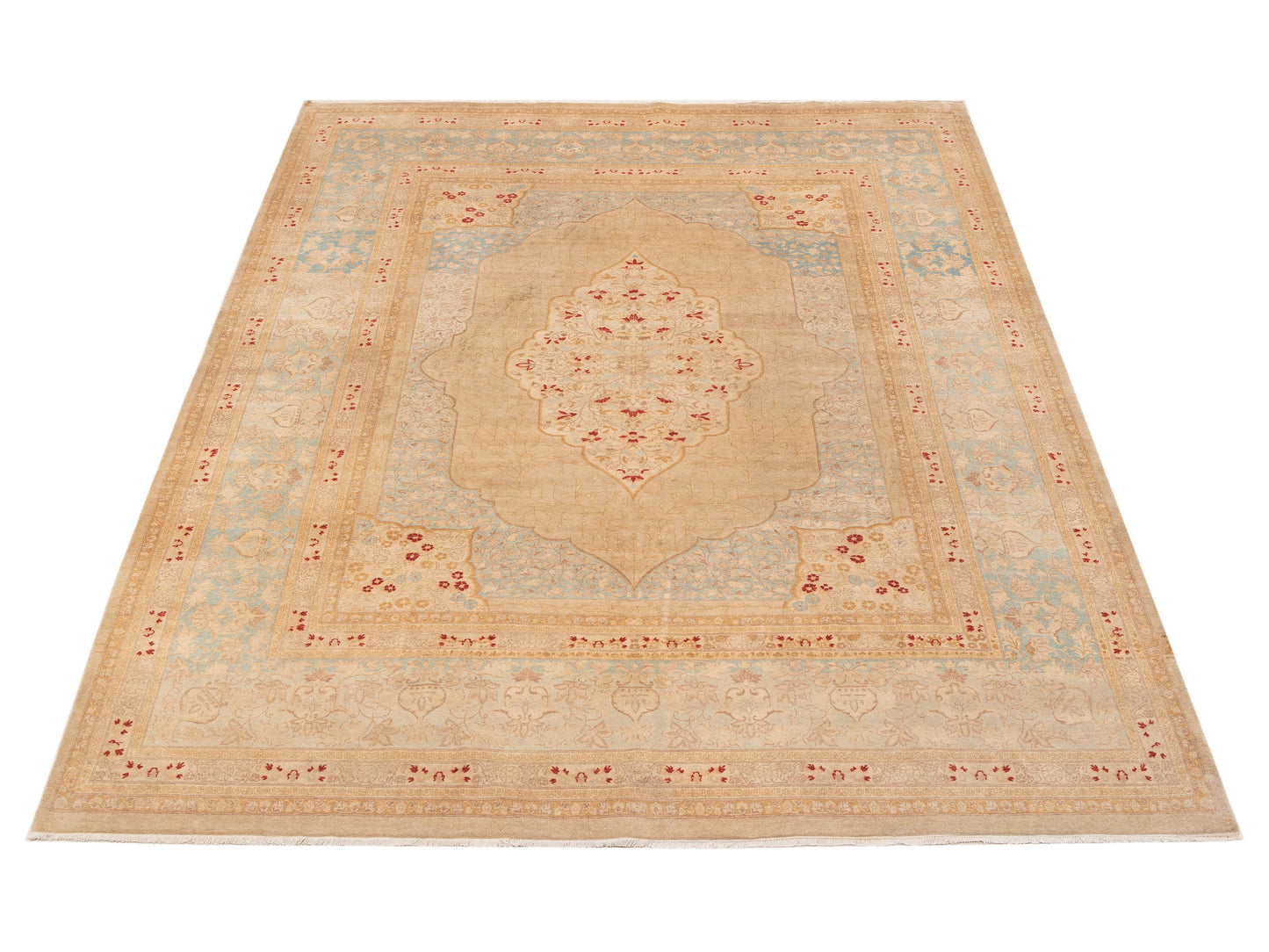 Haji Jalili 111405 Gold Blue 8.2x10.5 Hand Knotted Rug