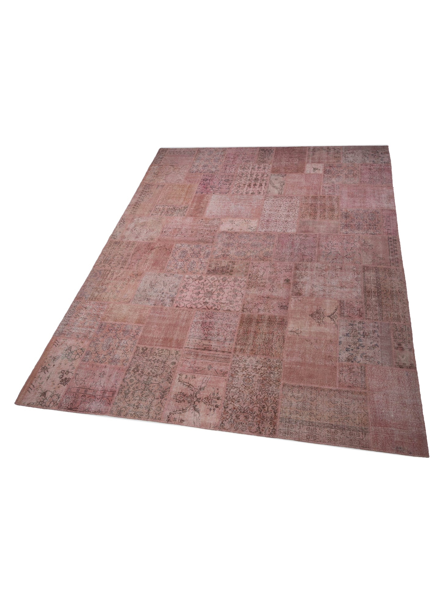 Turkish Vestige Patchwork 149172 Pink 12x14.11 Hand Knotted Rug