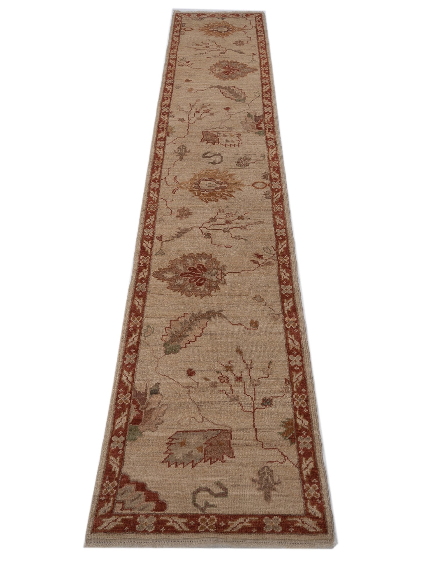 Angora Oushak 121953 Ivory Rust 2.4x13.8 Hand Knotted Rug