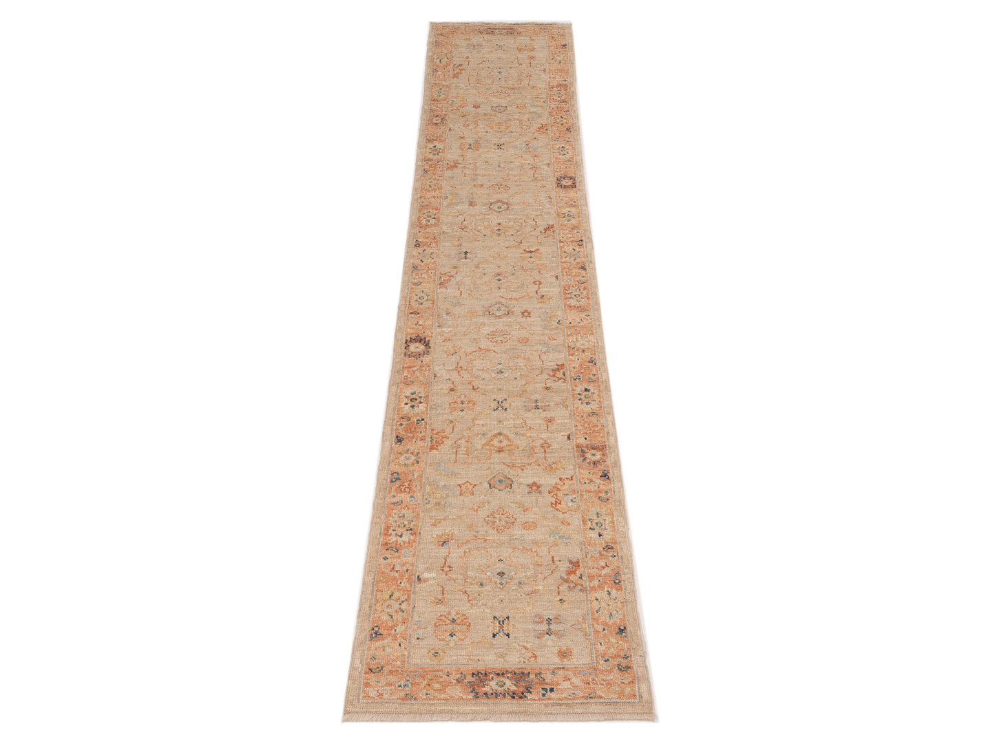 Angora Oushak 149535 Ivory Rust 2.7x13.5 Hand Knotted Rug