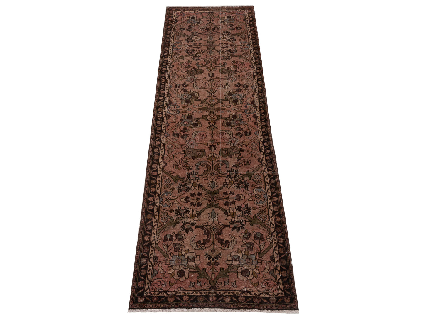 Persian 147710 Pink Brown 2.10x9.5 Hand Knotted Rug