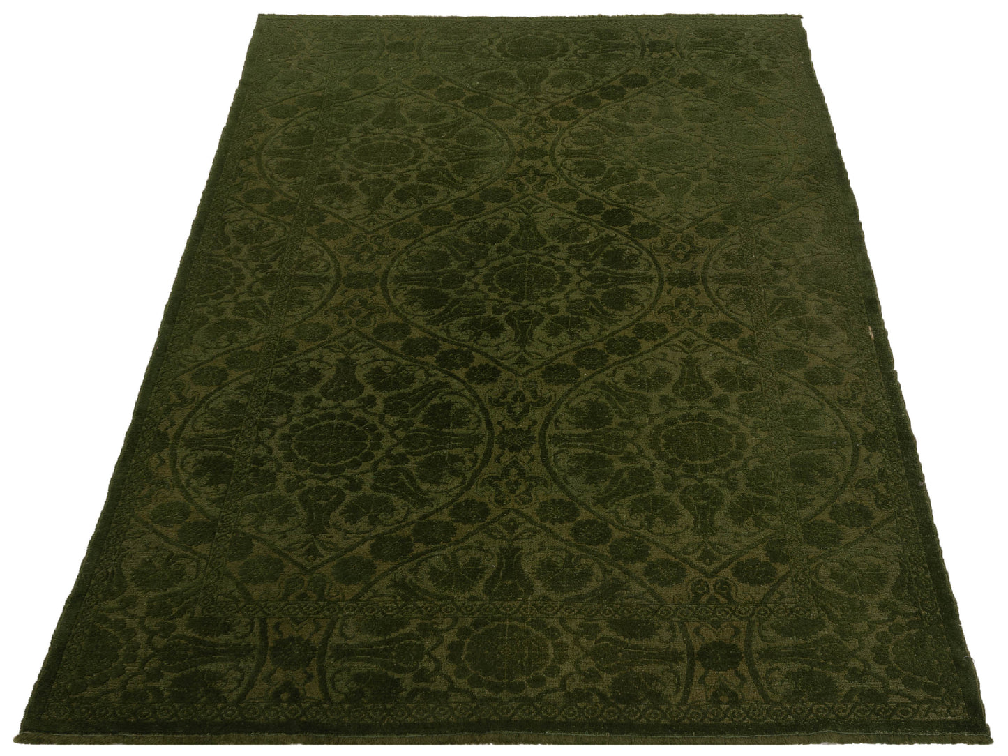 Color Bouquet 109693 Green Green 6.2x8.9 Hand Knotted Rug