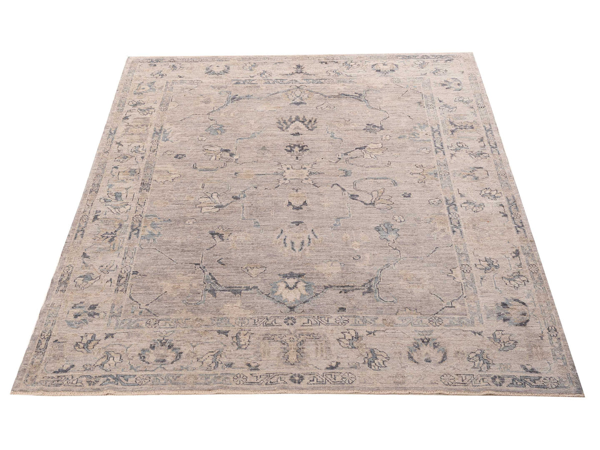 Angora Oushak 156198 Gray Gray 8.1x9.10 Hand Knotted Rug