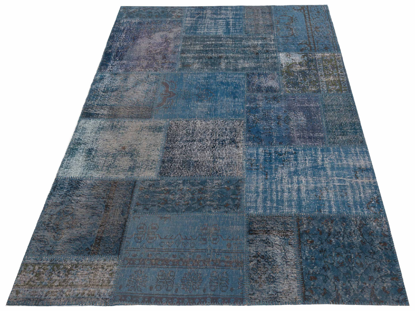 Turkish Vestige Patchwork 128871 Indigo 6x9 Hand Knotted Rug